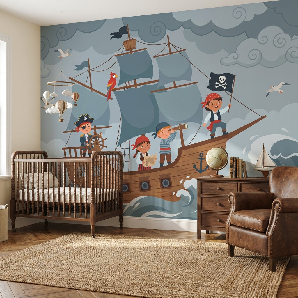 Pirate Adventure Wallpaper Ship Cartoon Wall Mural