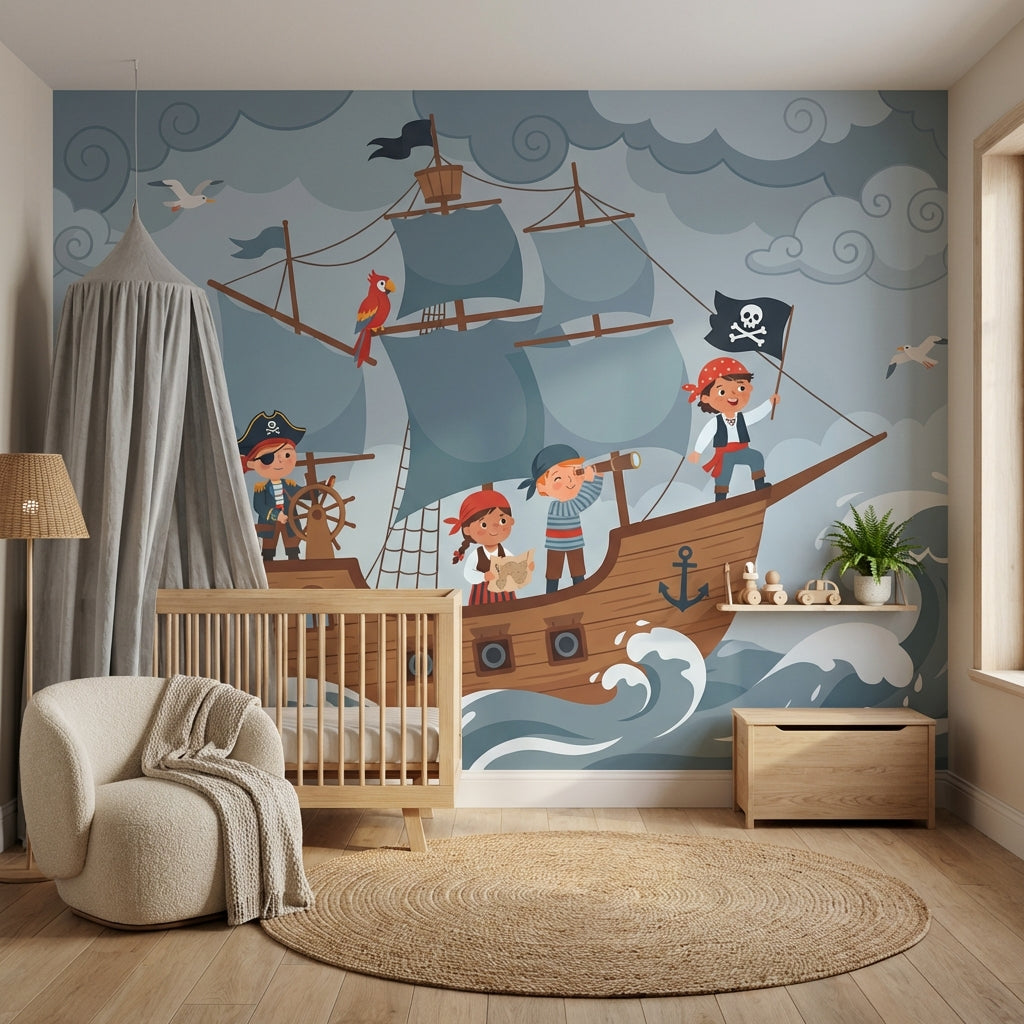 Pirate Adventure Wallpaper Ship Cartoon Wall Mural