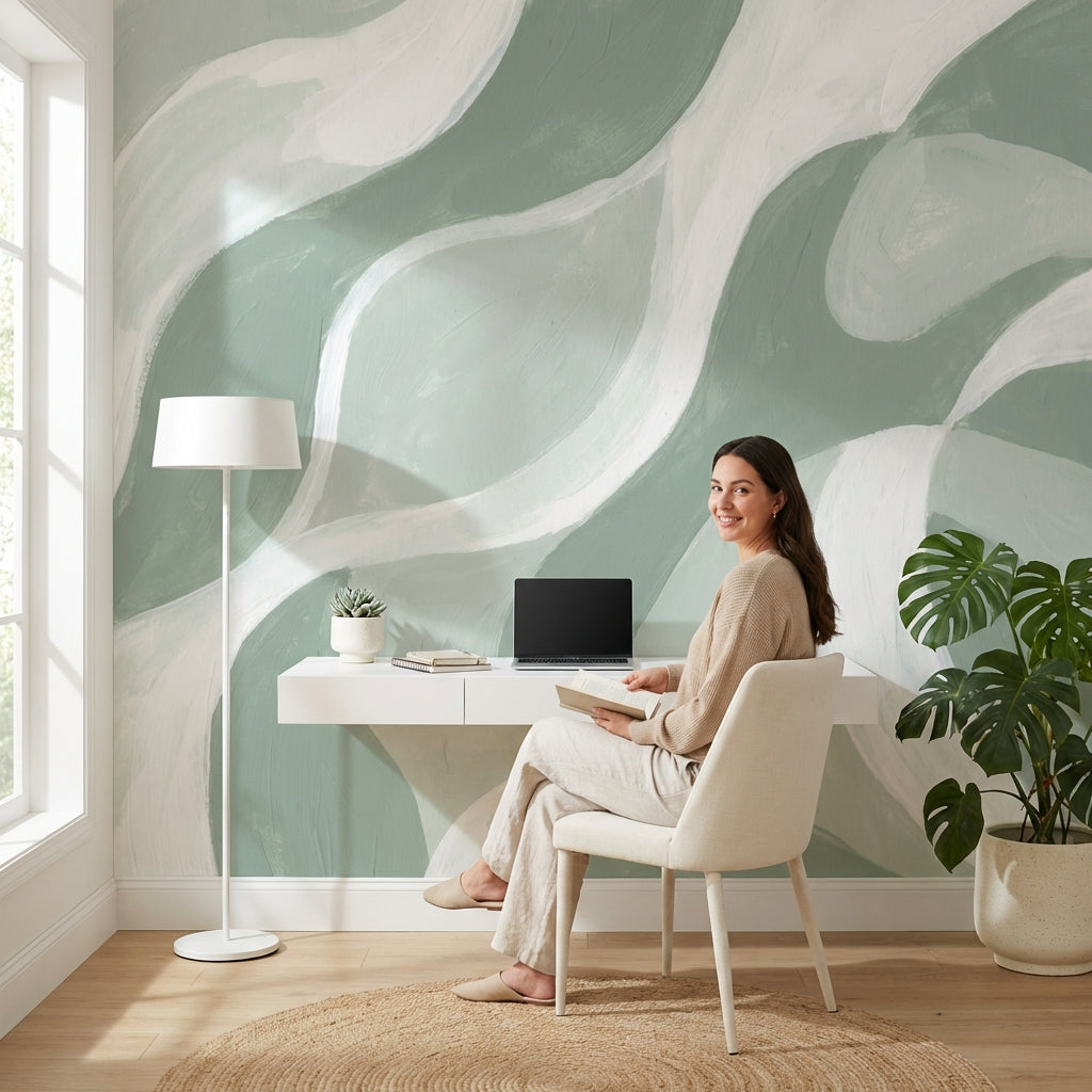 Shades Of Green Wallpaper Modern Abstract Wall Art