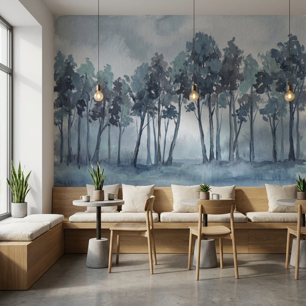 Watercolor Trees Wallpaper Abstract Landscape Wall Mural