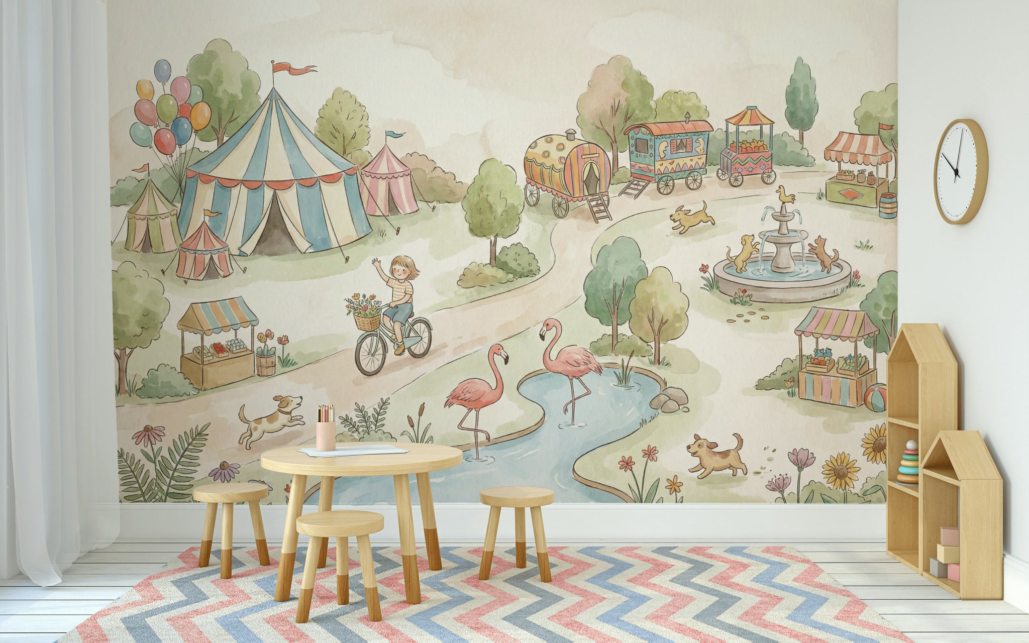 Circus Wallpaper Playful Vintage Wall Mural