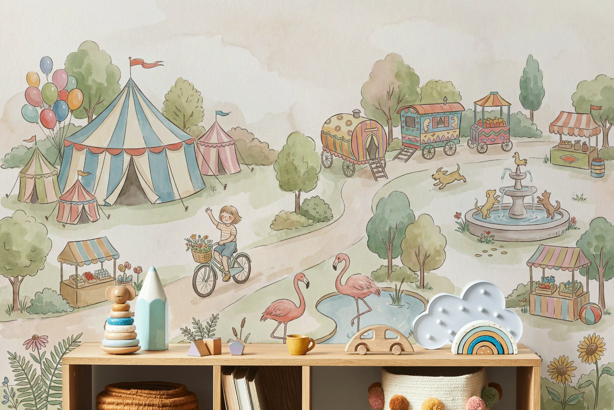 Circus Wallpaper Playful Vintage Wall Mural