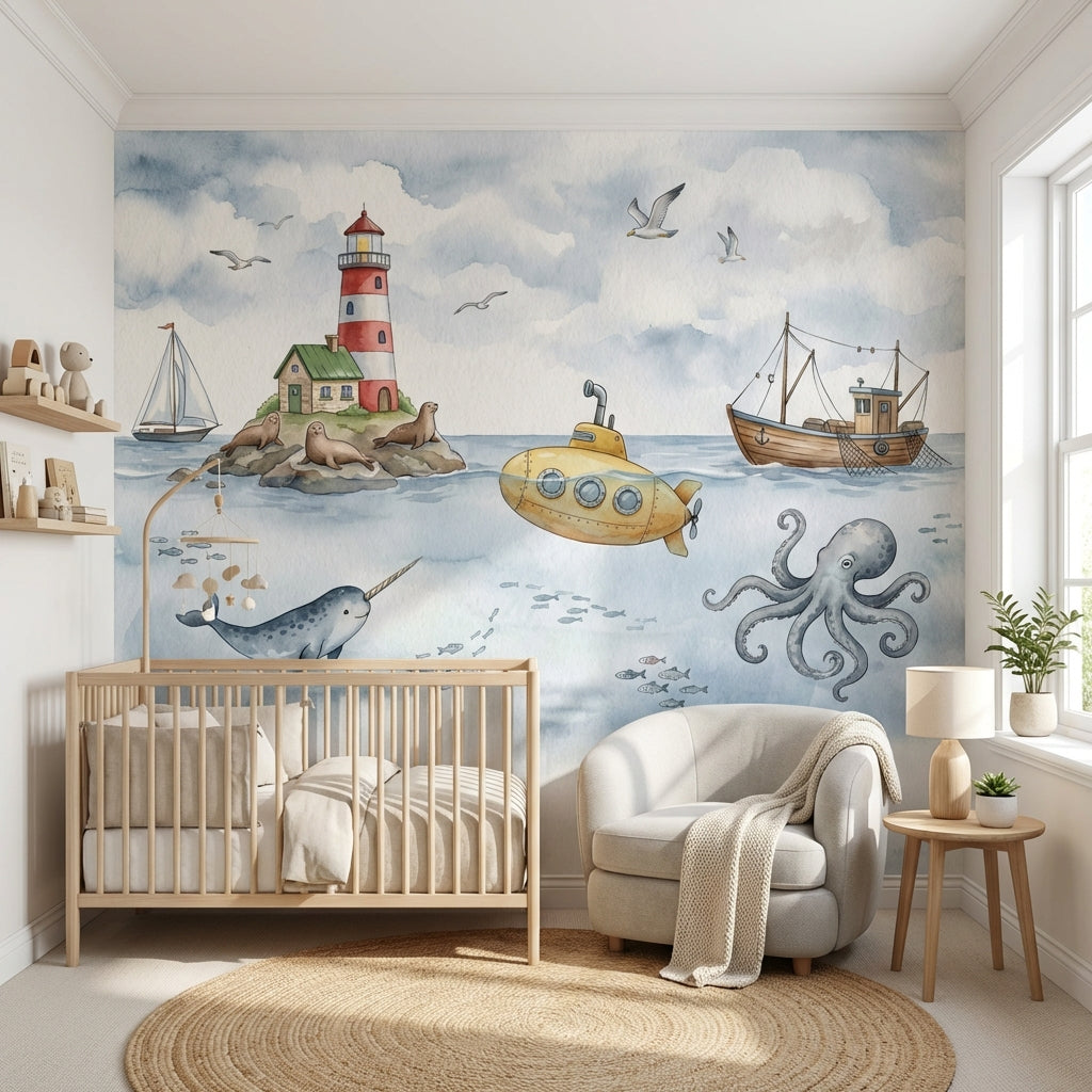Lighthouse Wallpaper Submarine Ocean Wall Decor