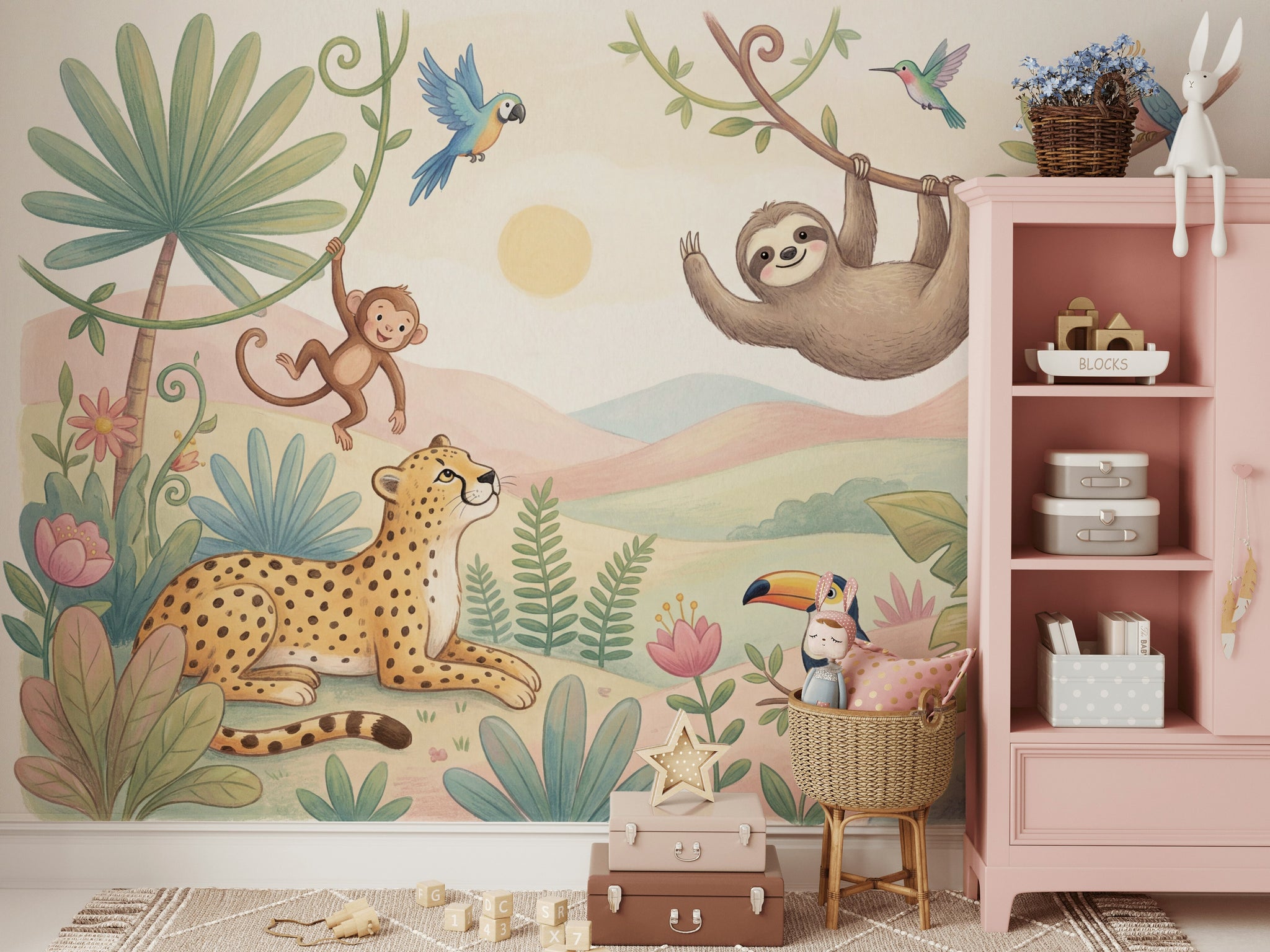 Jungle Wallpaper Animals Tropical Wall Mural