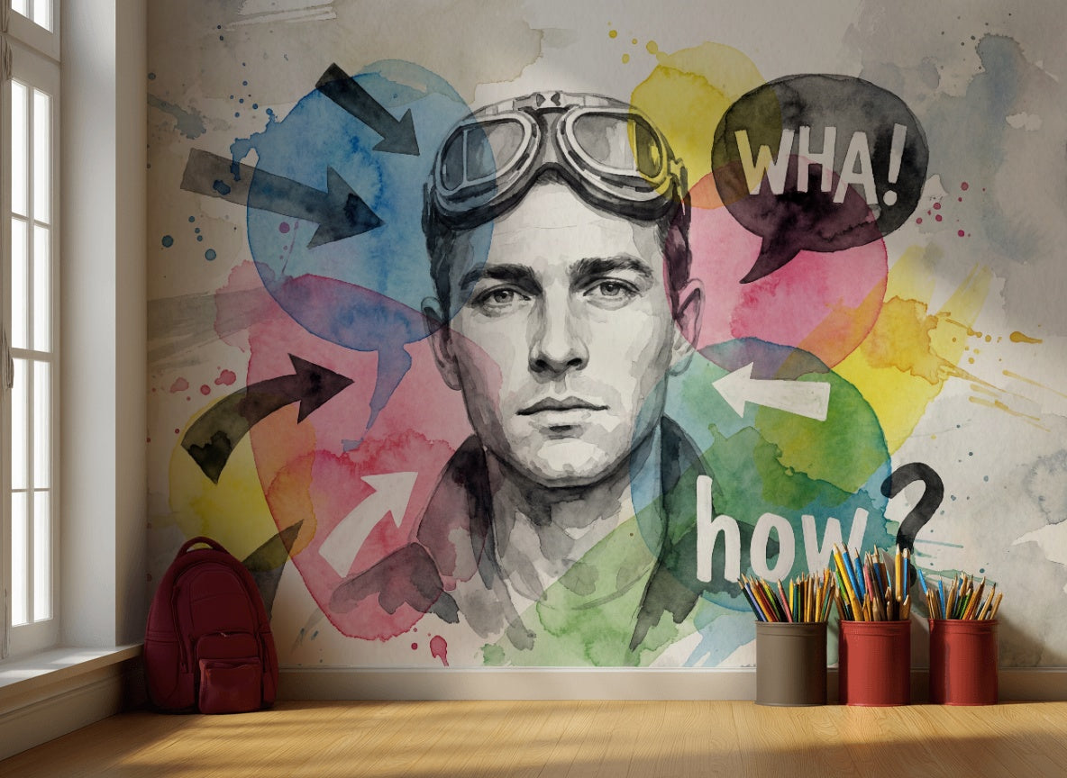 Watercolor Portrait Wallpaper Abstract Speech Bubbles Wall Mural