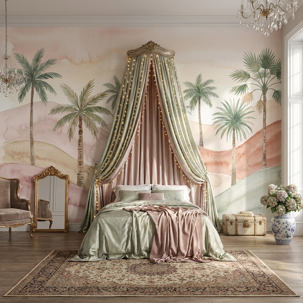 Watercolor Wallpaper Palm Trees Pastel Desert Wall Mural