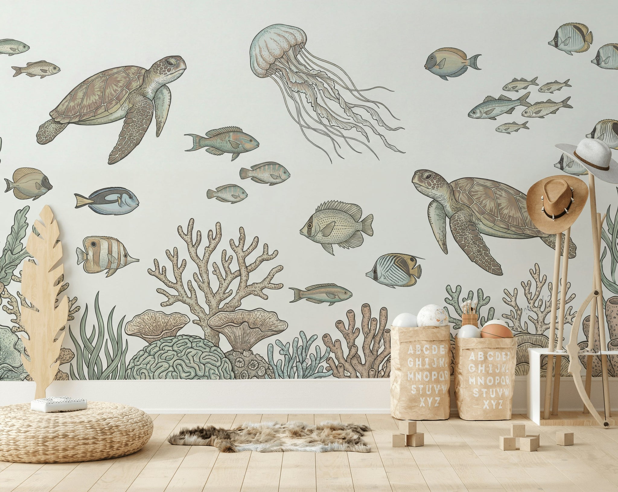 Underwater Wallpaper Turtles Marine Life Wall Mural