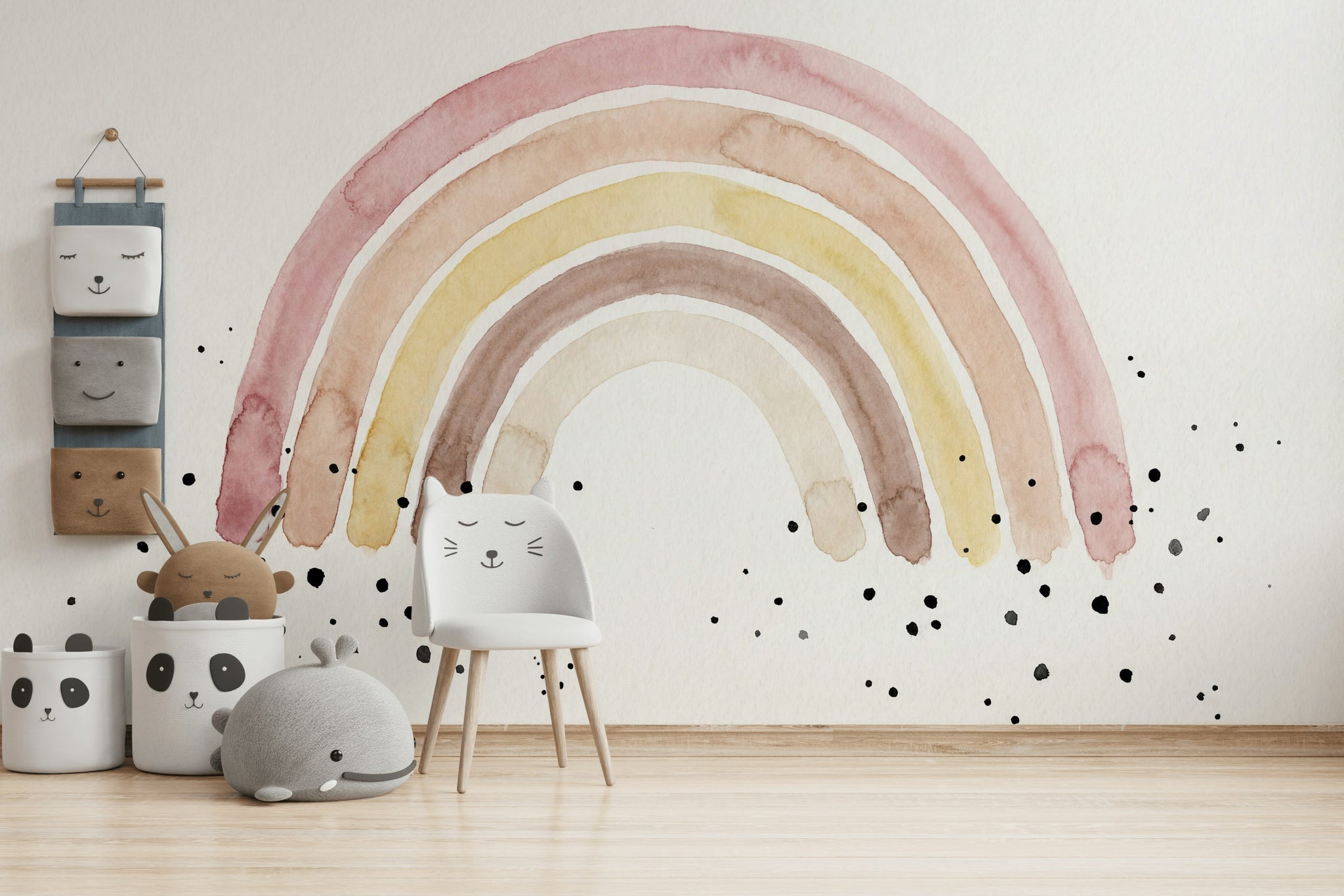 Abstract Rainbow Wallpaper Watercolor Minimalist Wall Mural