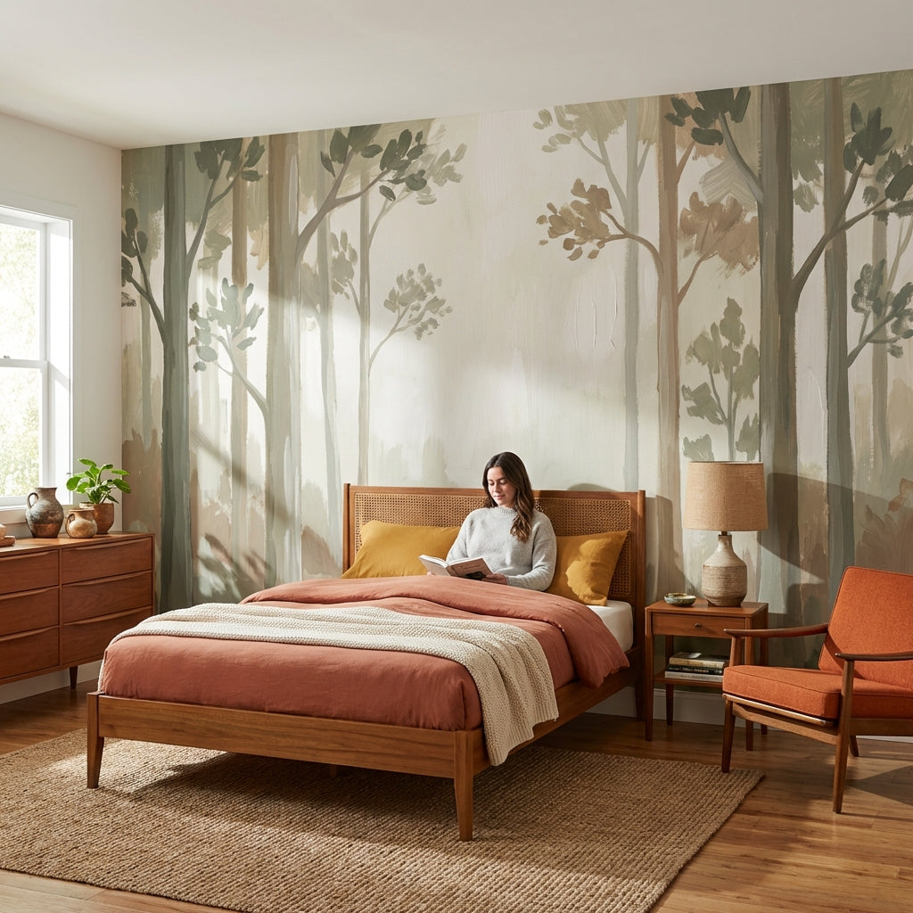 Misty Wallpaper Forest Woodland Wall Mural