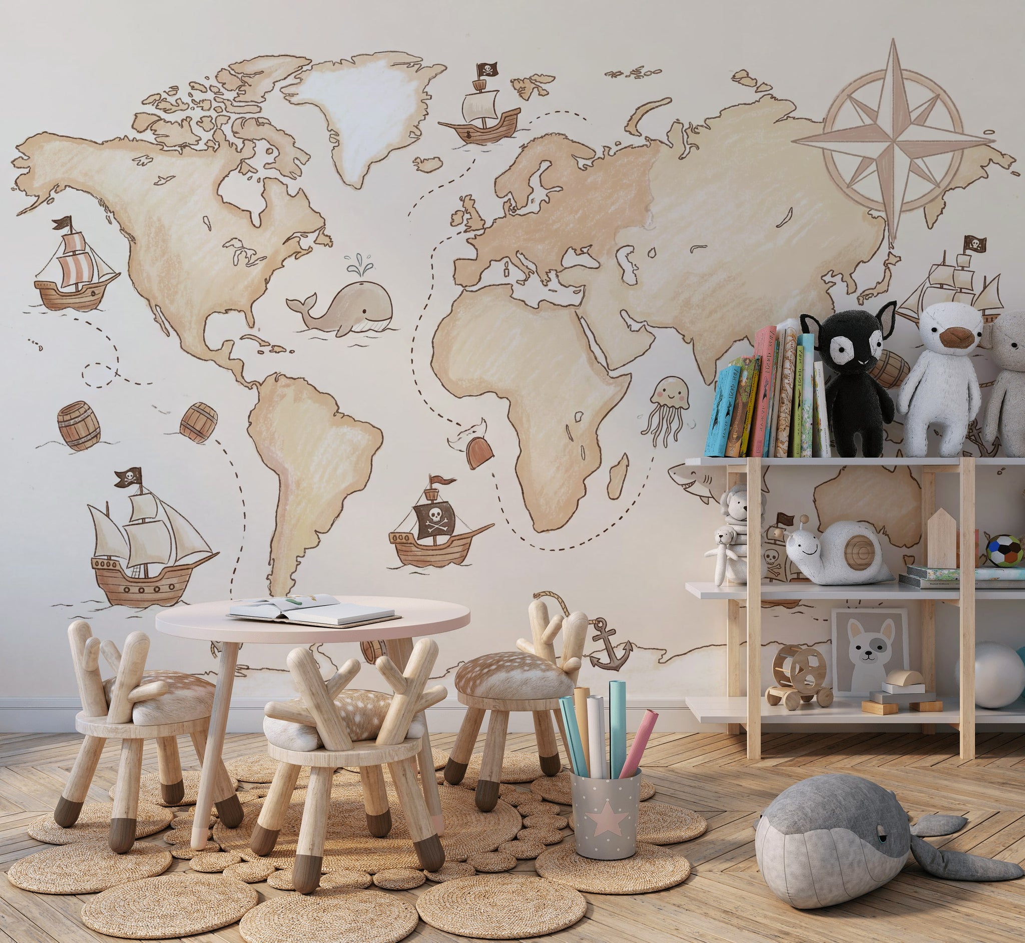 World Map Wallpaper Adventure Nautical Wall Mural