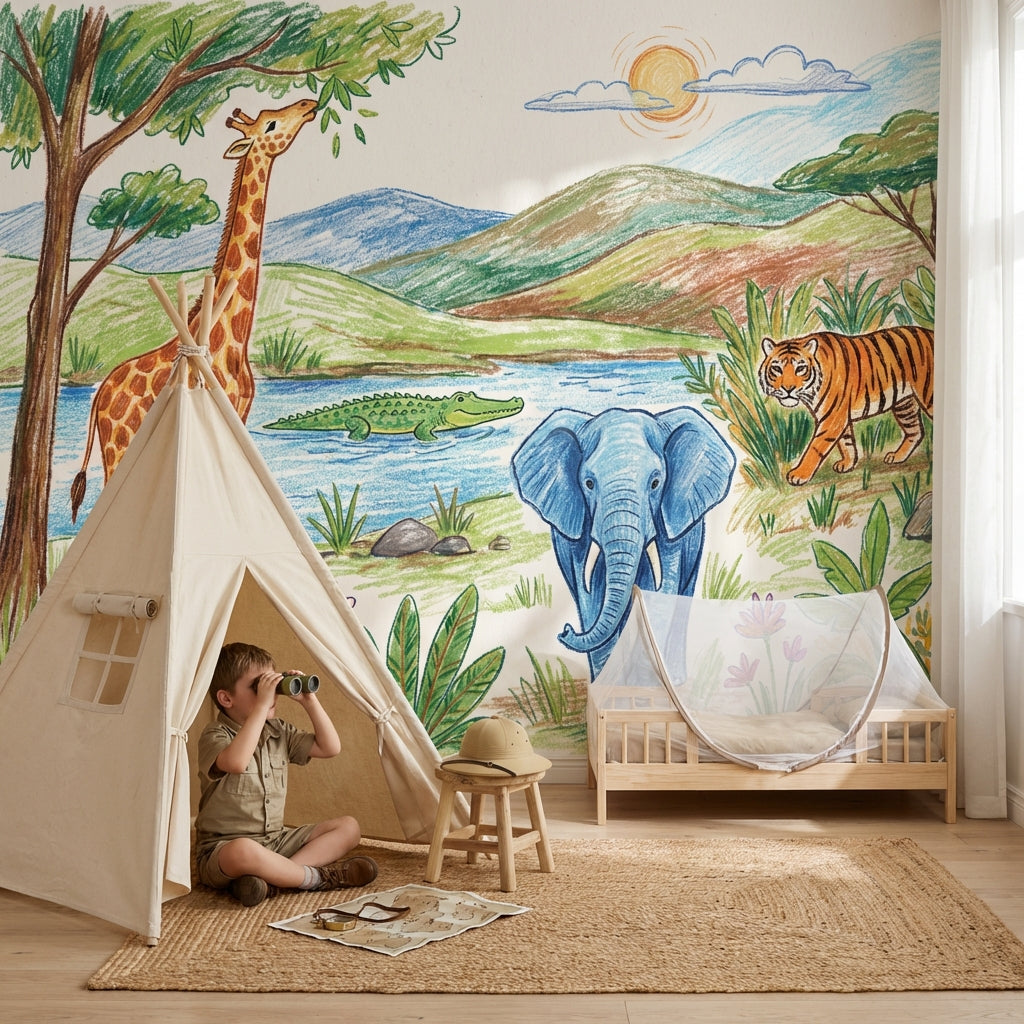 Safari Wallpaper Savanna Wild Animals Wall Mural