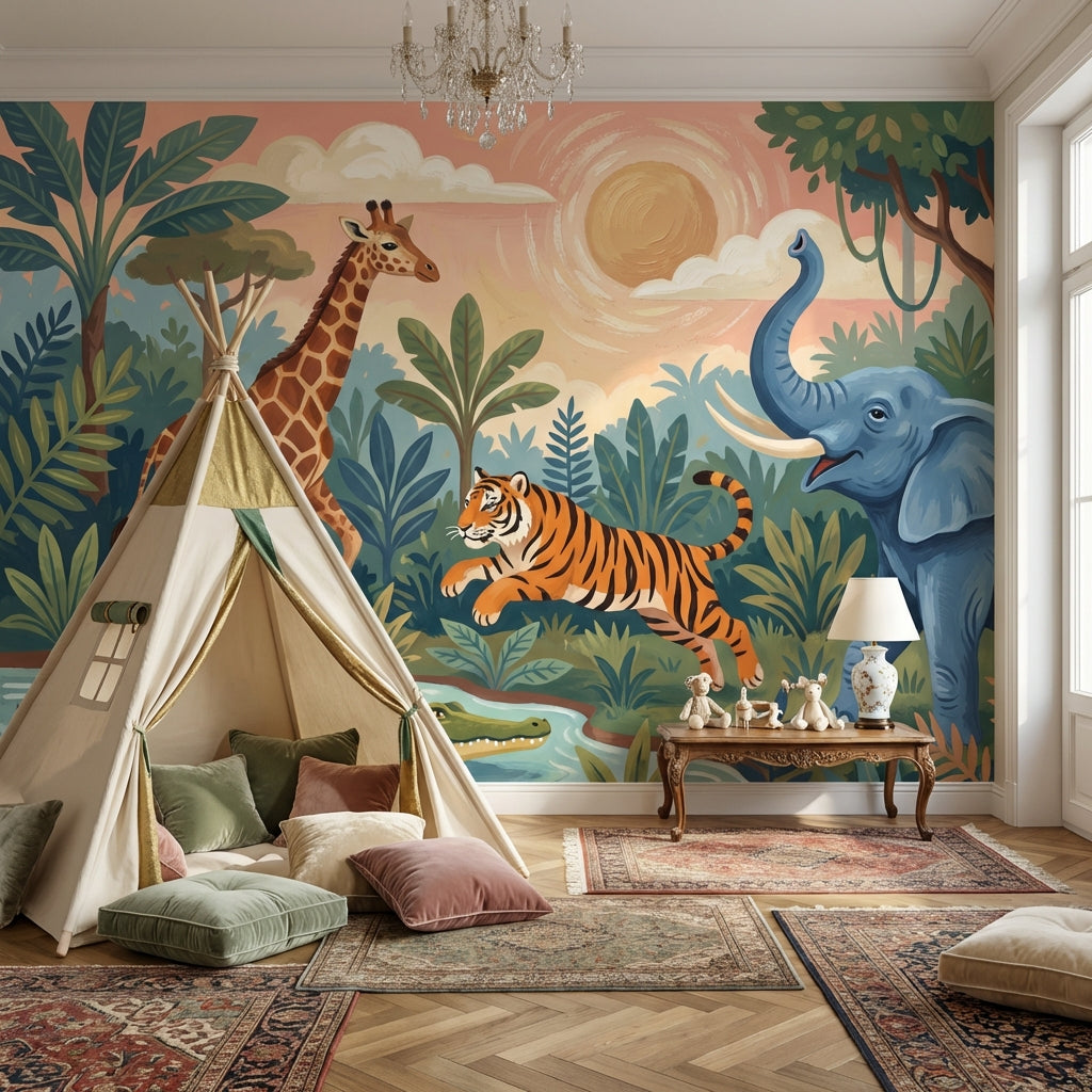 Jungle Wallpaper Safari Wild Animals Wall Mural