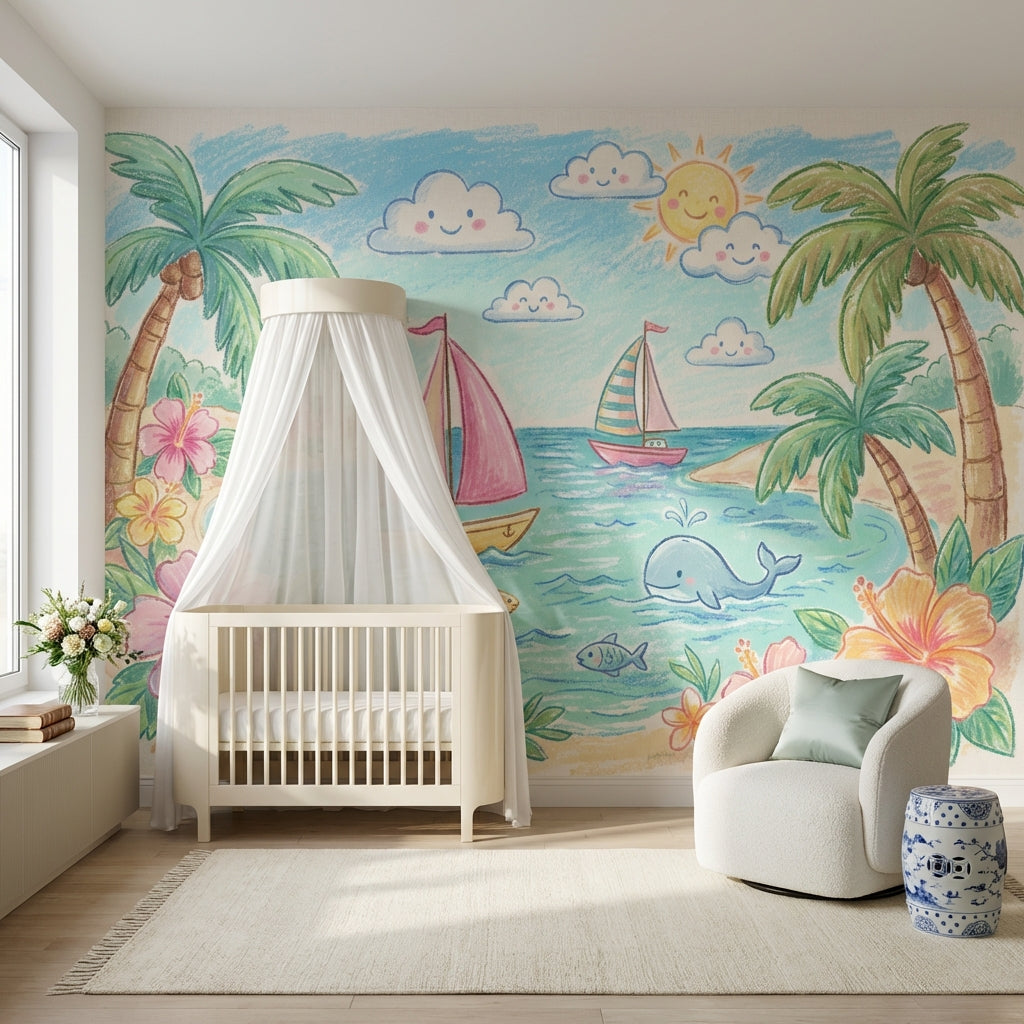 Tropical Beach Wallpaper Seaside Ocean Removable Wall Decor