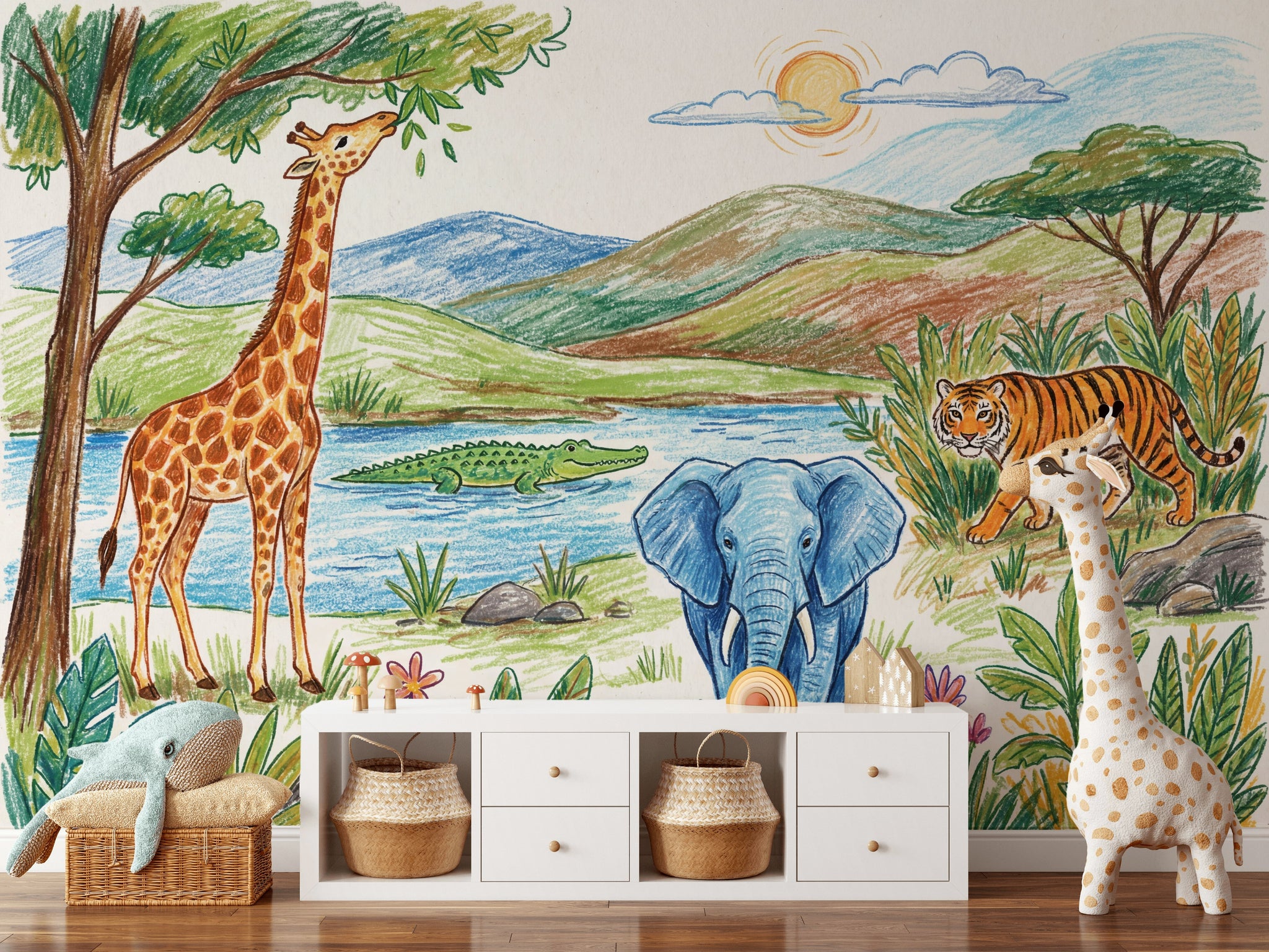 Safari Wallpaper Savanna Wild Animals Wall Mural