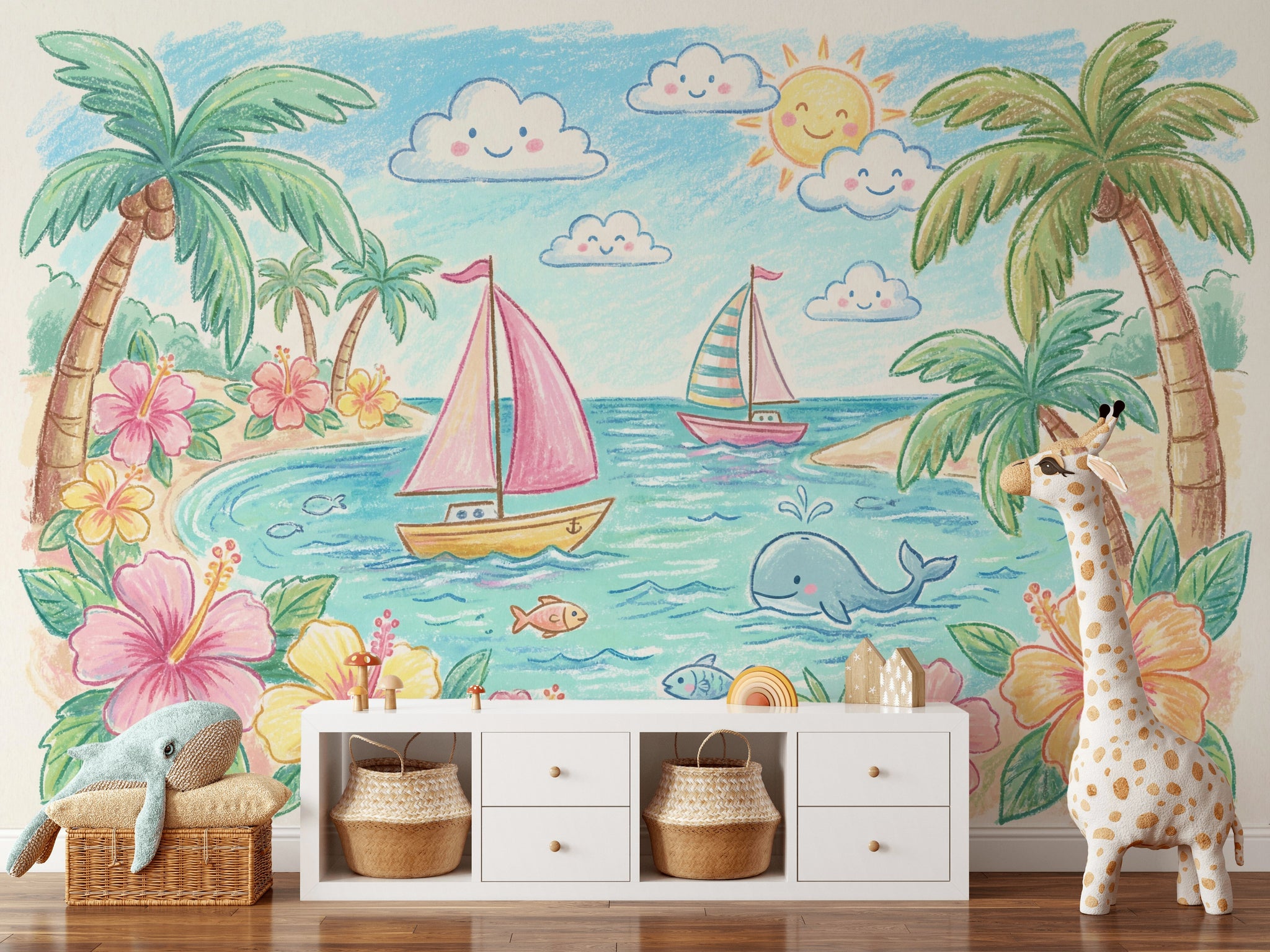 Tropical Beach Wallpaper Seaside Ocean Removable Wall Decor