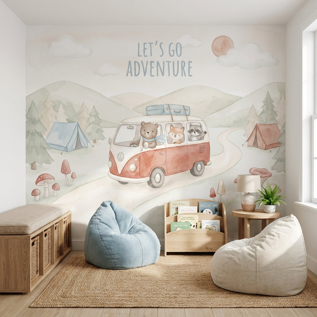 Adventure Wallpaper Camping Woodland Animals Removable Wall Decor