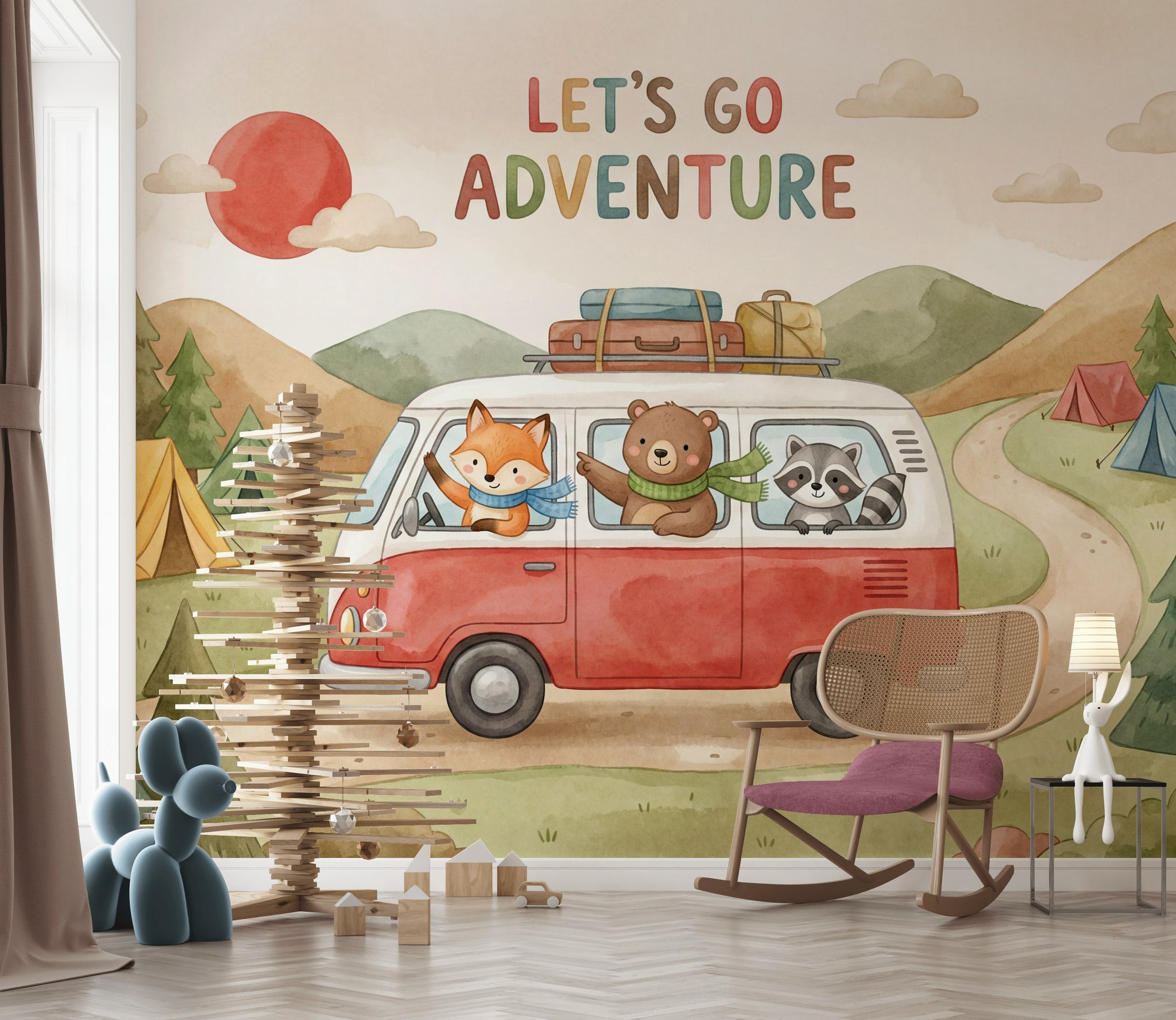 Camper Van Wallpaper Watercolor Adventure Wall Mural