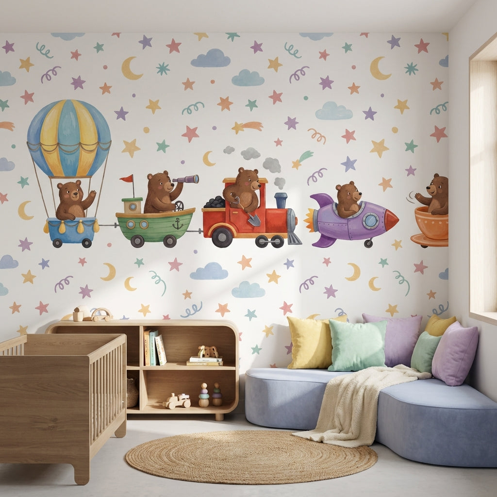 White Background Wallpaper Hot Air Balloon Hot Air Balloon Removable Wall Decor