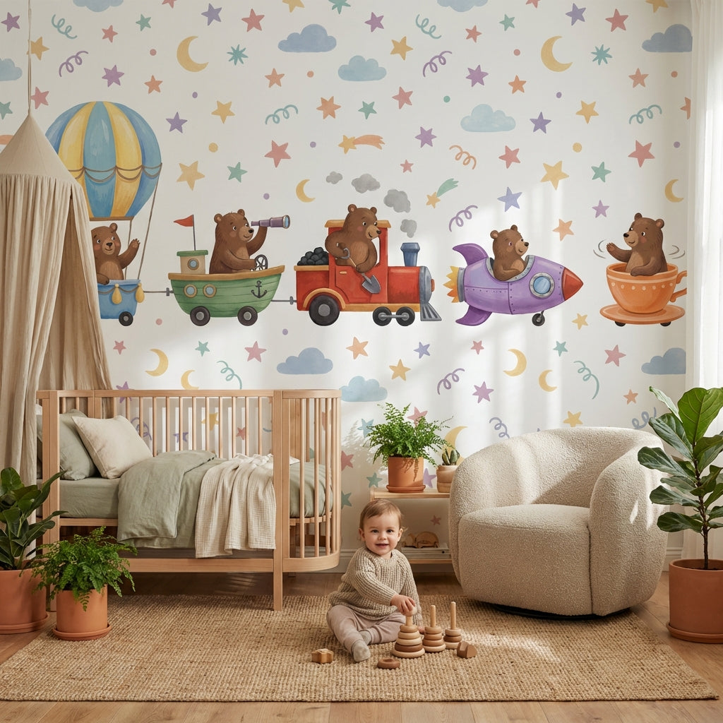 White Background Wallpaper Hot Air Balloon Hot Air Balloon Removable Wall Decor