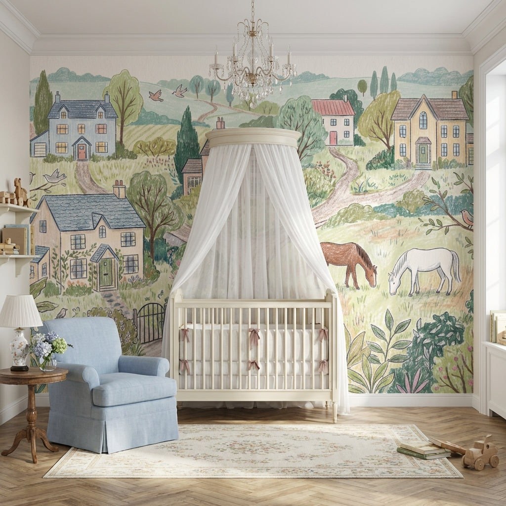 Paper Texture Wallpaper Pastel Countryside Wall Mural