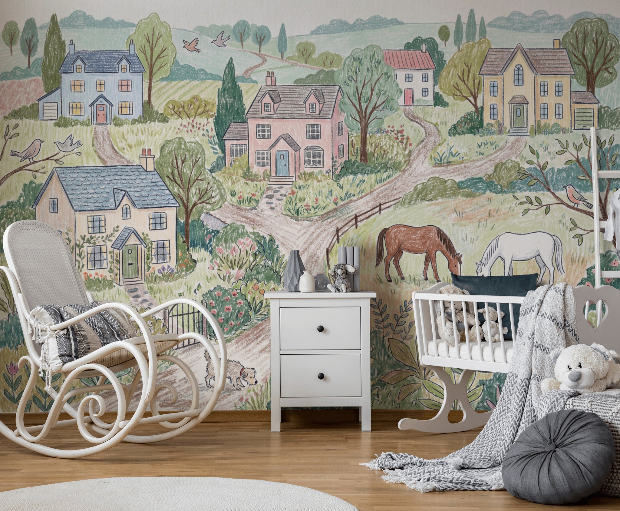 Paper Texture Wallpaper Pastel Countryside Wall Mural