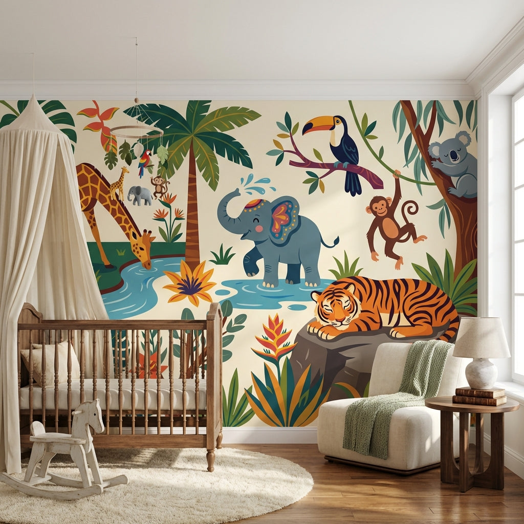 Tropical Jungle Wallpaper Wild Animals Kids Wallpaper Wall Mural