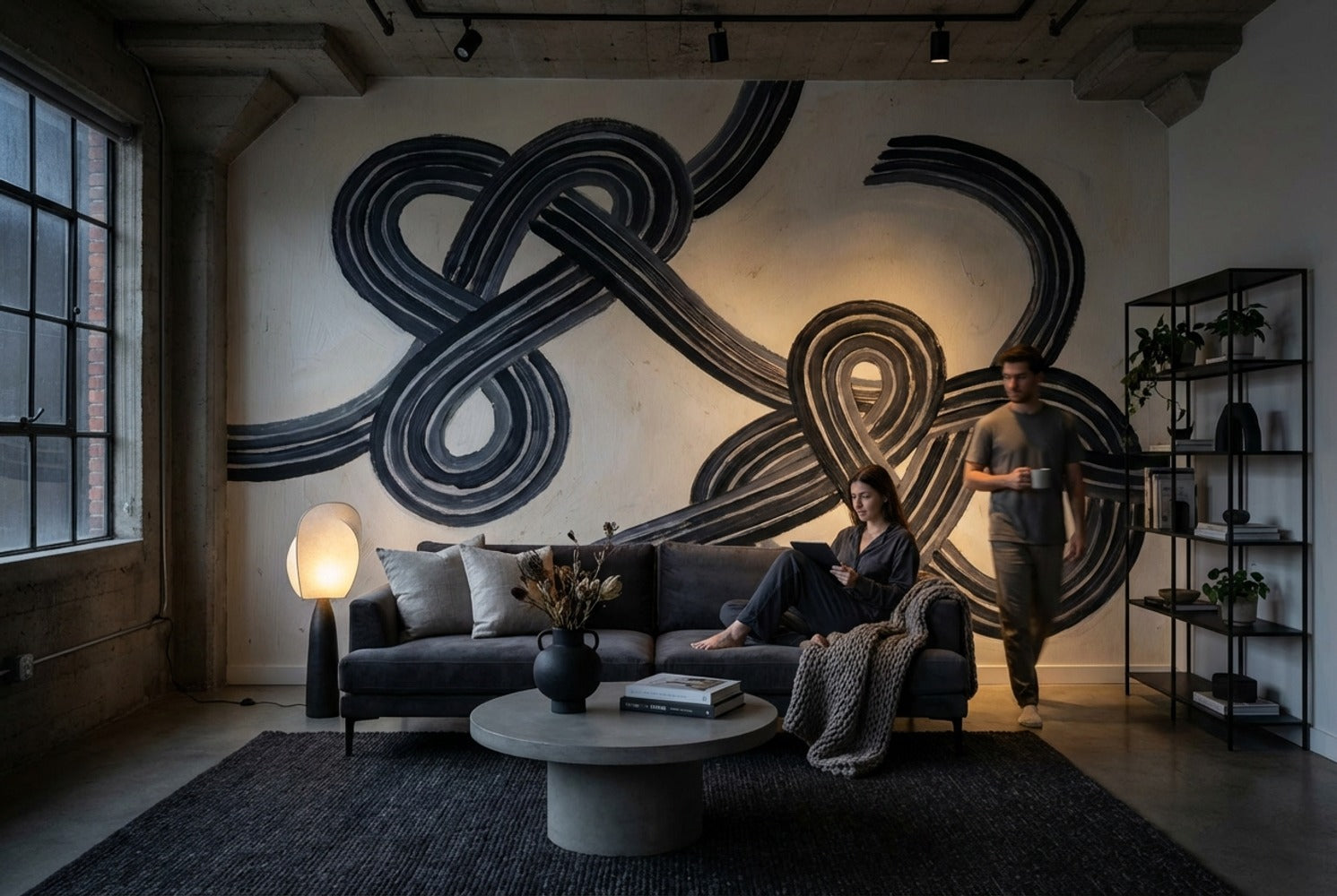 Abstract Wallpaper Modern Looping Brushstrokes Wall Mural