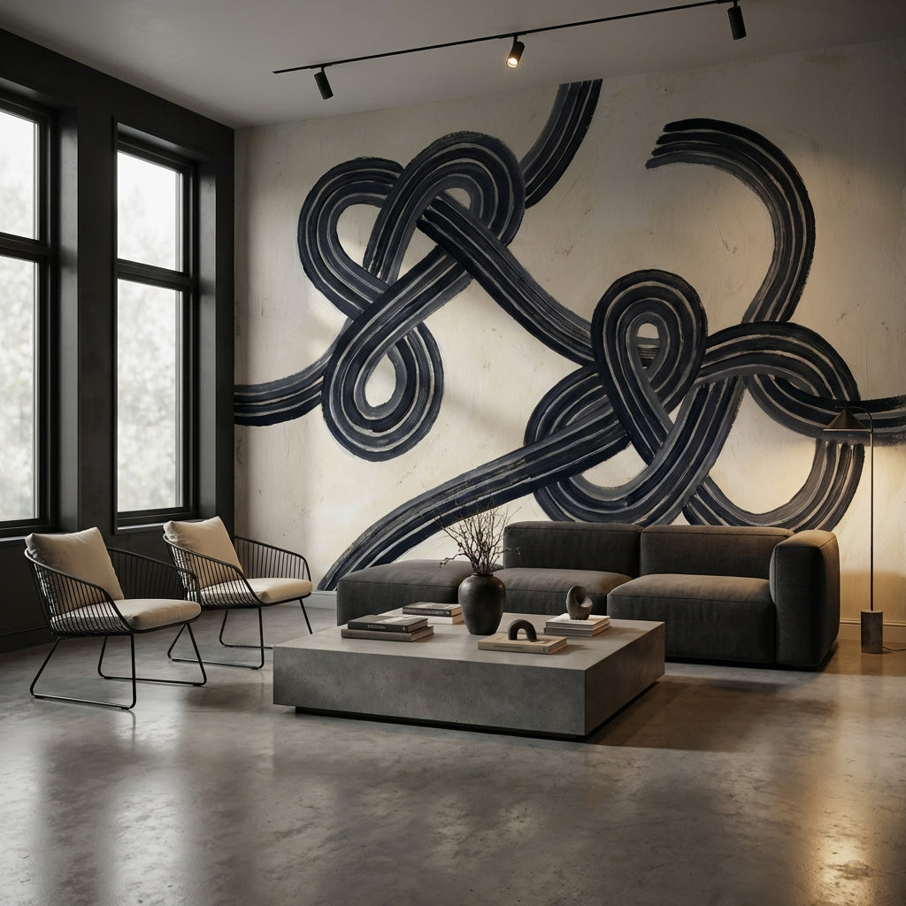 Abstract Wallpaper Modern Looping Brushstrokes Wall Mural