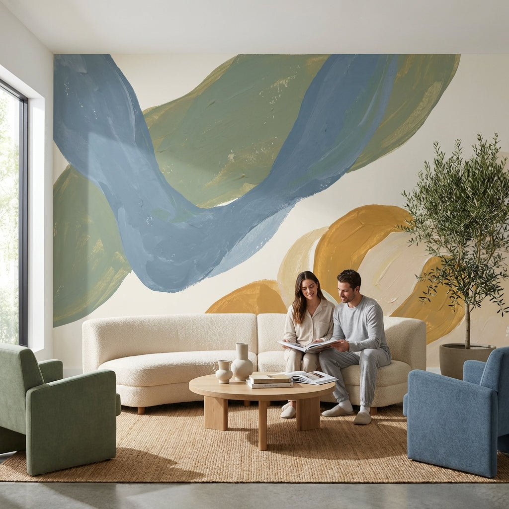 Abstract Wallpaper Modern Hand Painted Wall Mural