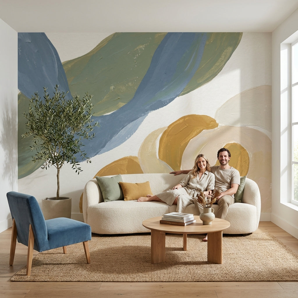 Abstract Wallpaper Modern Hand Painted Wall Mural
