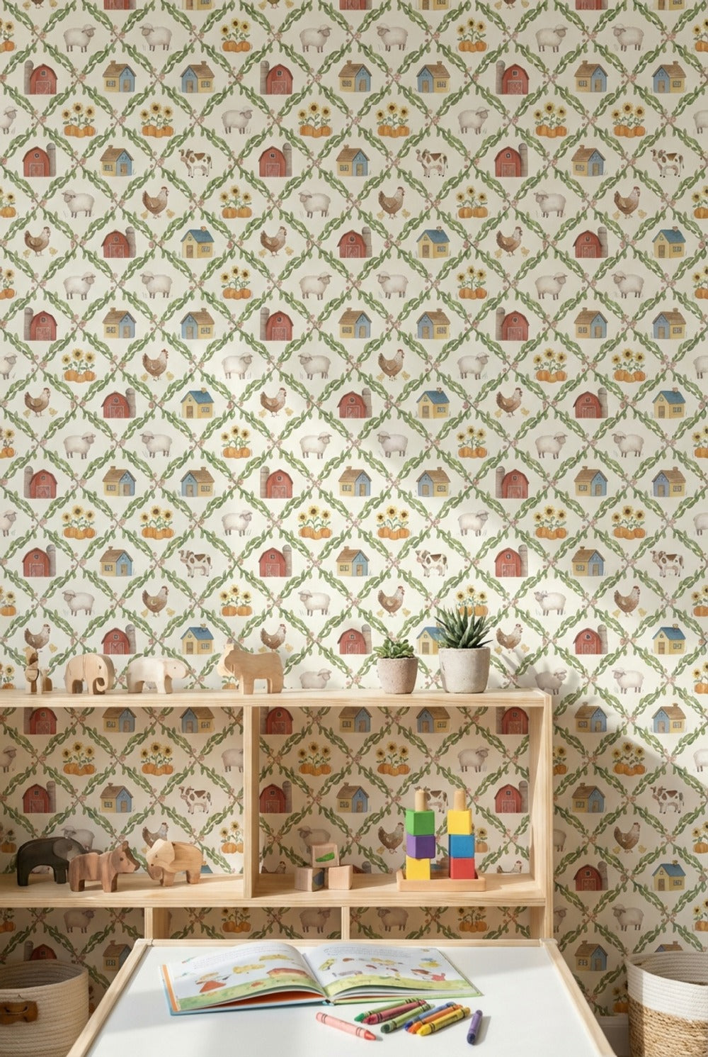 Farmhouse Wallpaper Watercolor Country Decorative Mural