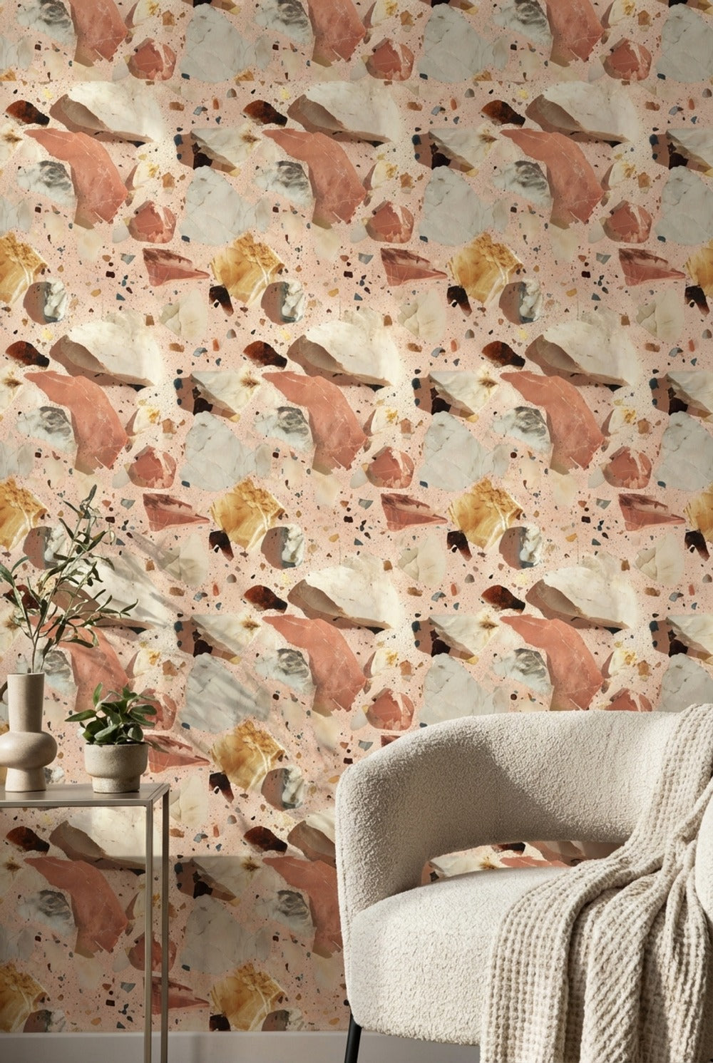 Terrazzo Wallpaper Stone Chips Marble Fragments Decorative Mural
