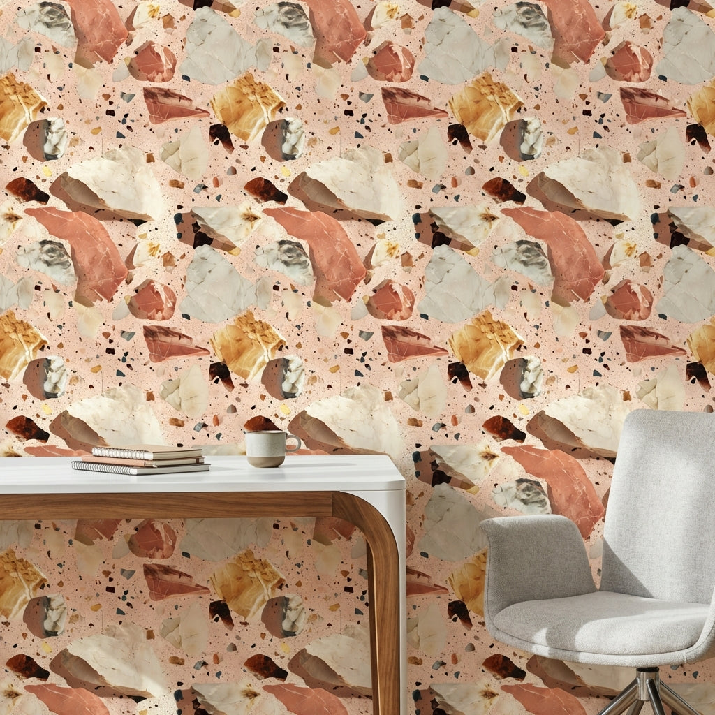 Terrazzo Wallpaper Stone Chips Marble Fragments Decorative Mural