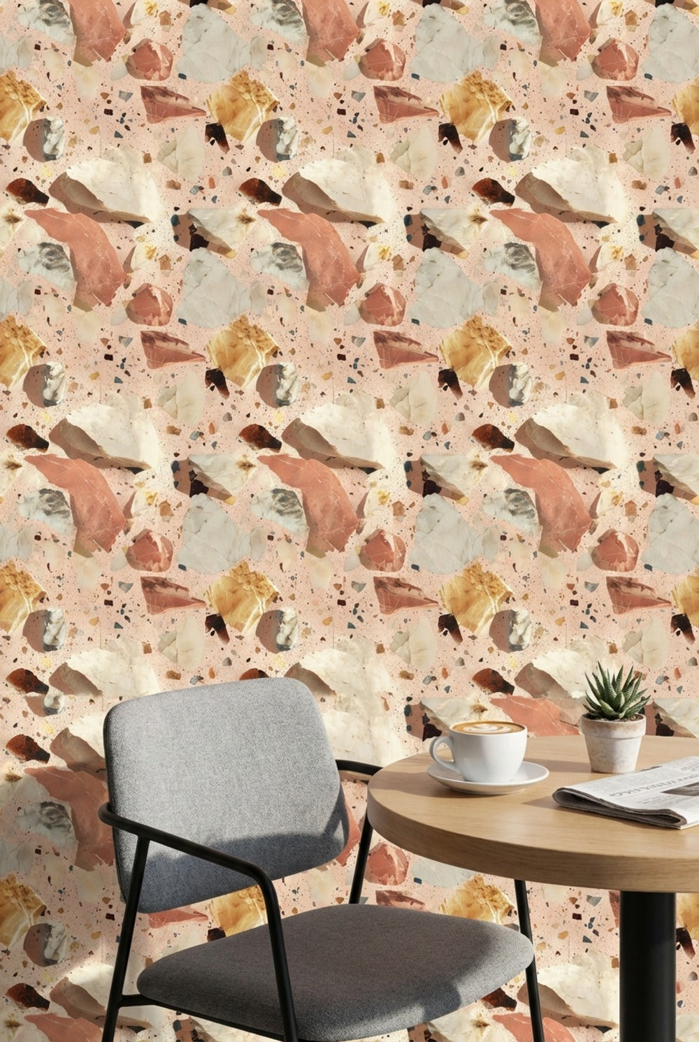 Terrazzo Wallpaper Stone Chips Marble Fragments Decorative Mural