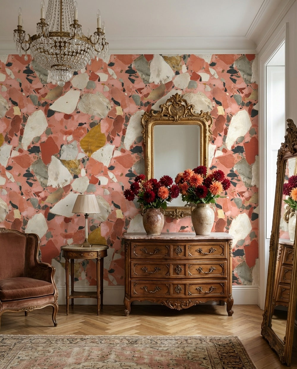 Abstract Pattern Wallpaper Terrazzo Pattern Removable Marble Texture Wall Art