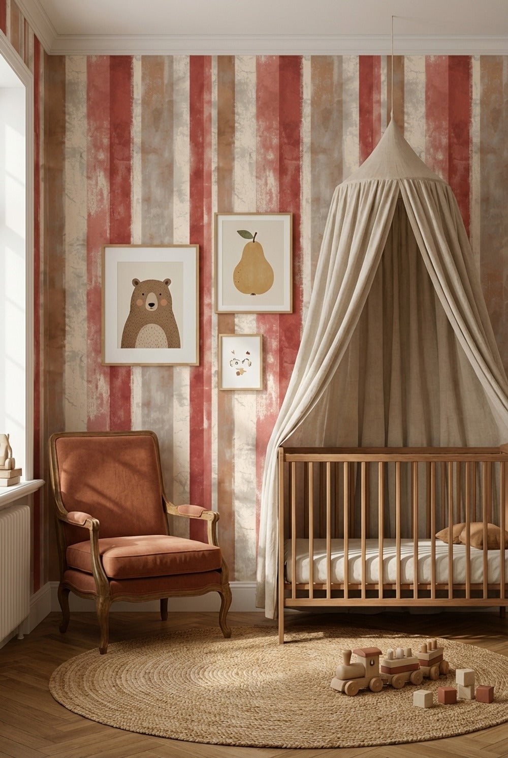 Vertical Stripes Wallpaper Abstract Distressed Texture Removable Wall Decor