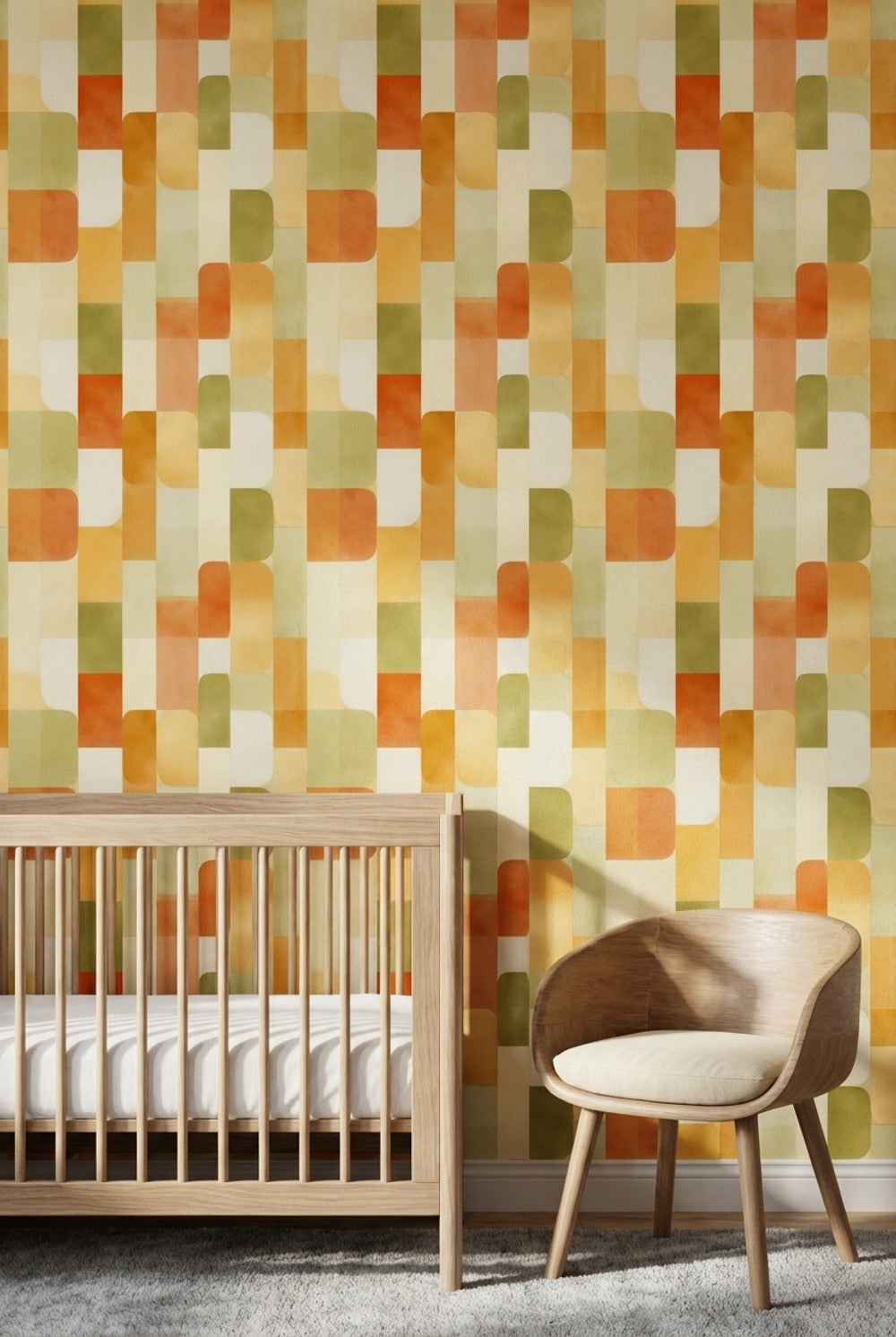 Mid-Century Modern Wallpaper Retro Geometric Removable Wall Decor