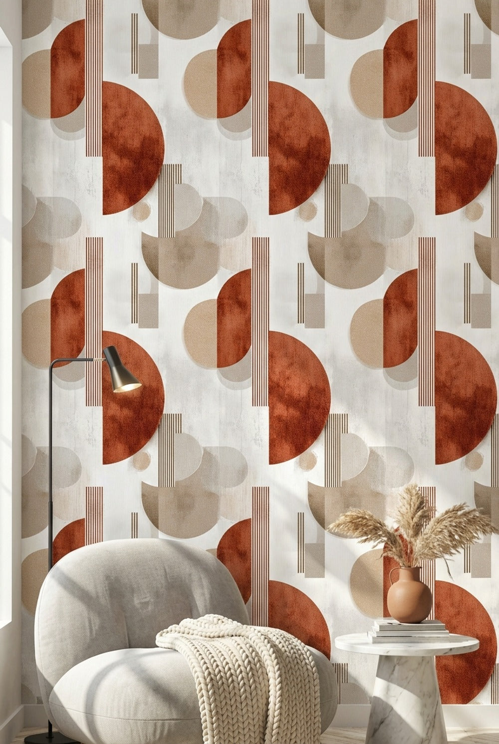 Mid Century Modern Wallpaper Retro Removable Modern Wall Art