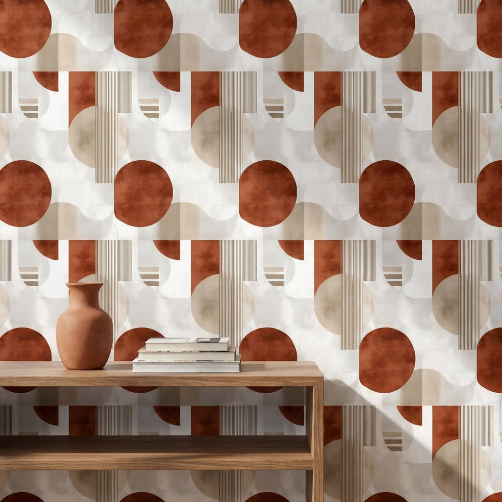 White Background Wallpaper Mid Century Modern Decorative Mural
