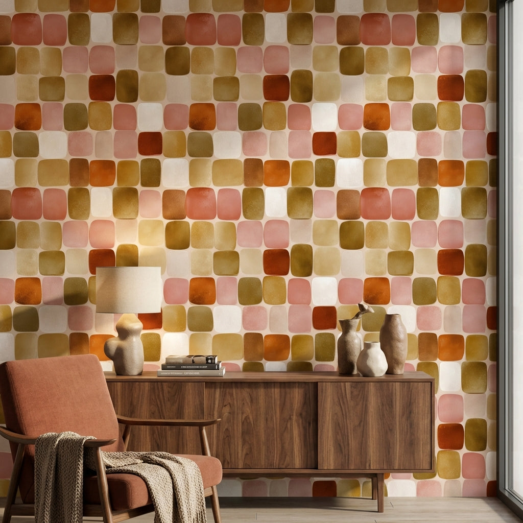 Mid Century Modern Wallpaper Retro Geometric Decorative Mural