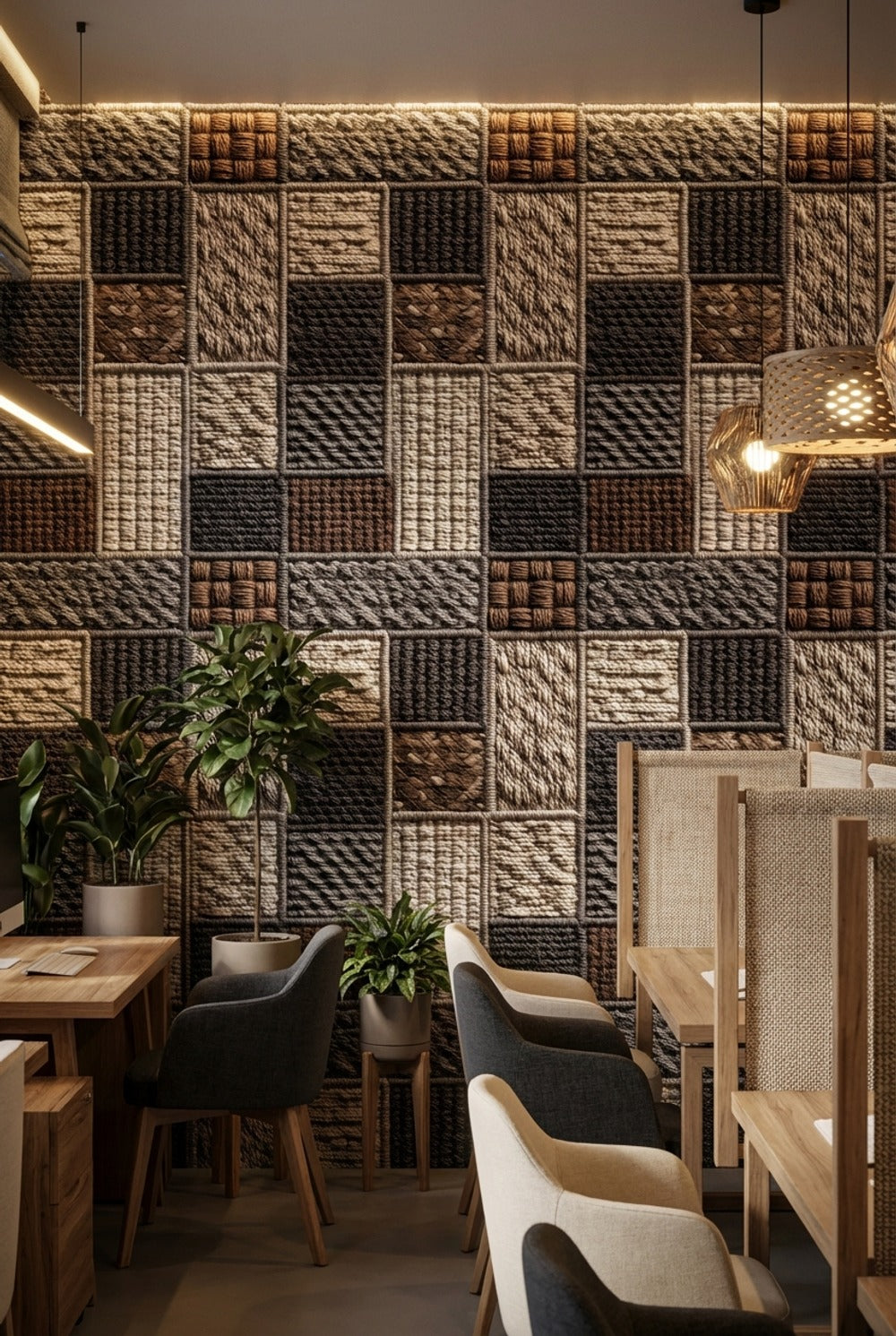 Patchwork Wallpaper Geometric Woven Texture Decorative Mural