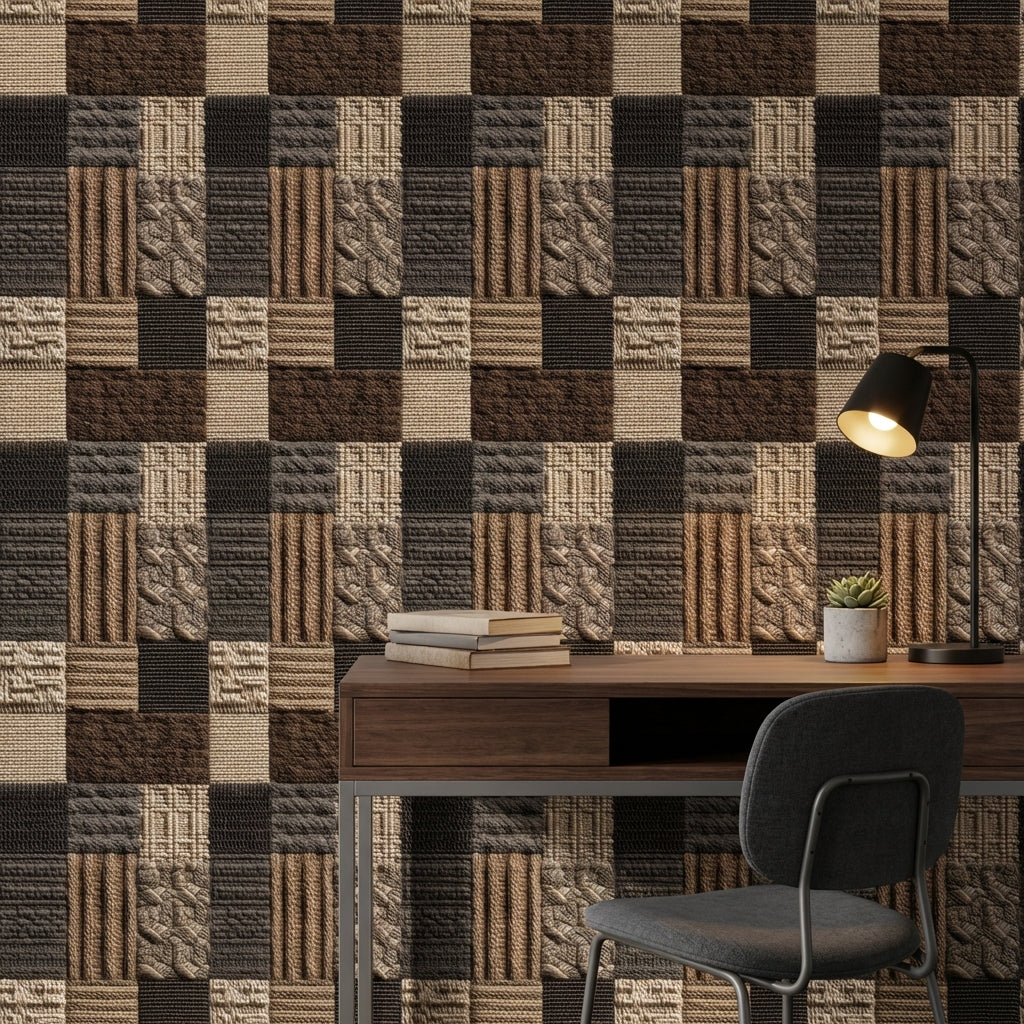 Textured Wallpaper Woven Removable Patchwork Wall Art