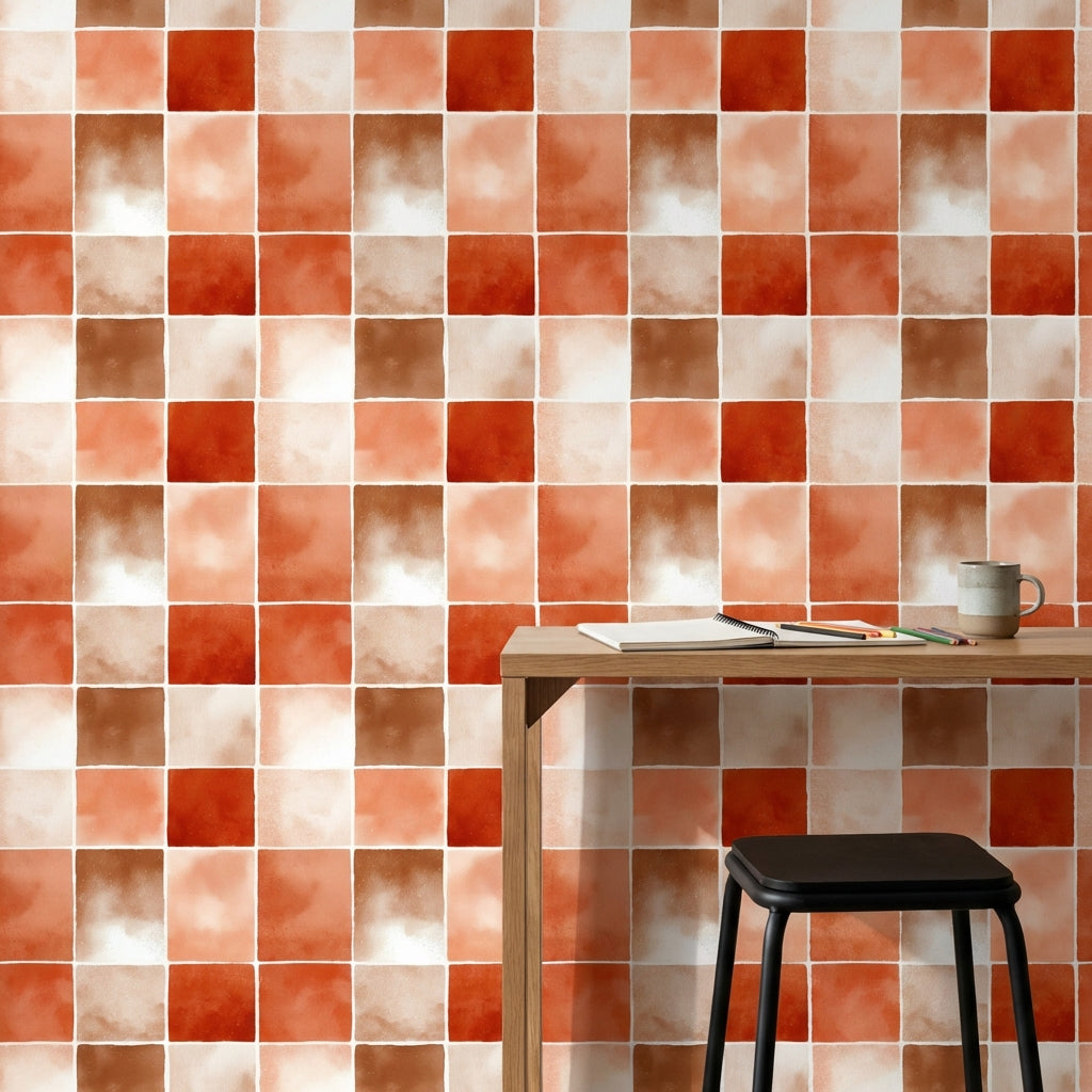 Paper Texture Wallpaper Watercolor Grid Decorative Mural