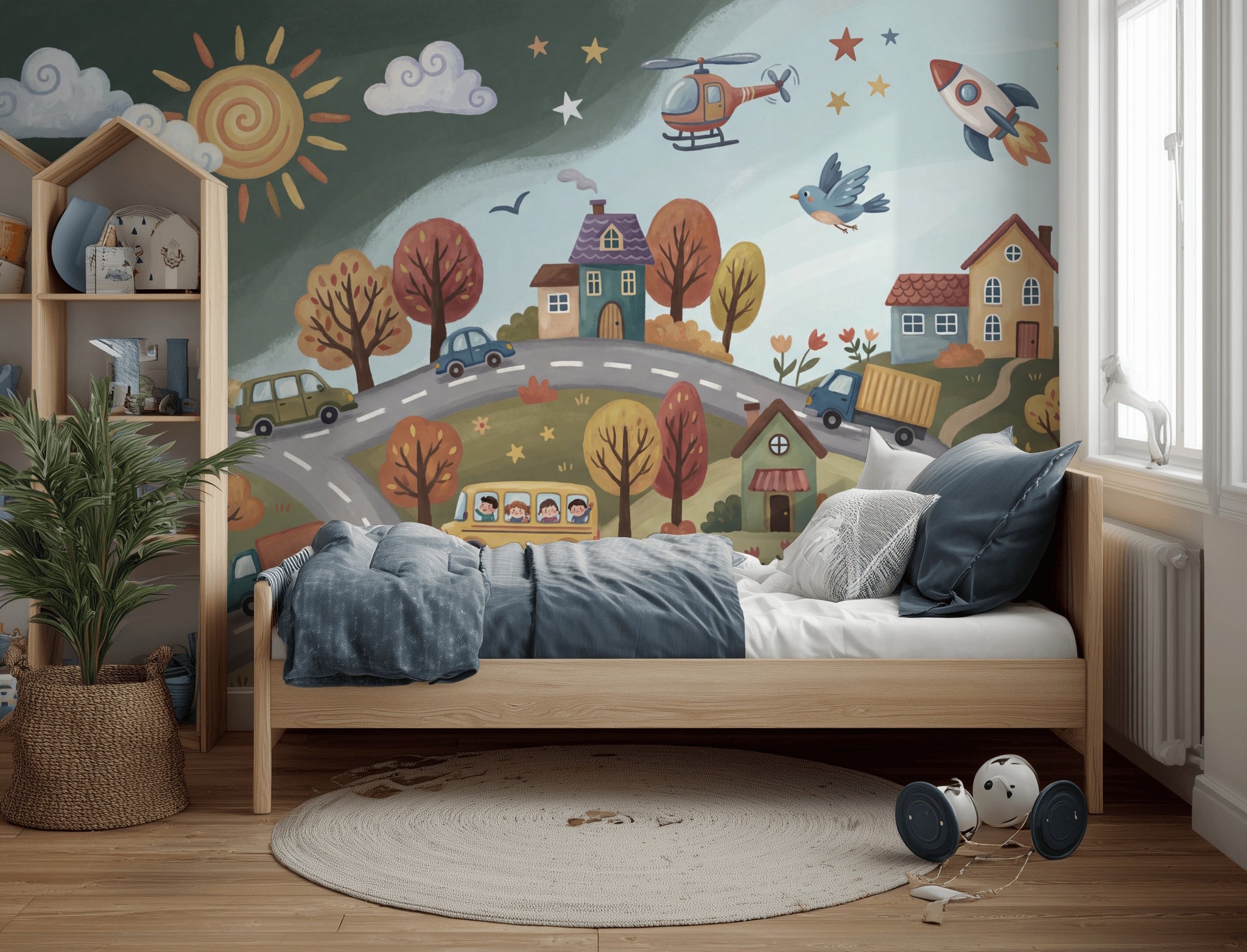 Whimsical Wallpaper Landscape Cartoon Wall Mural