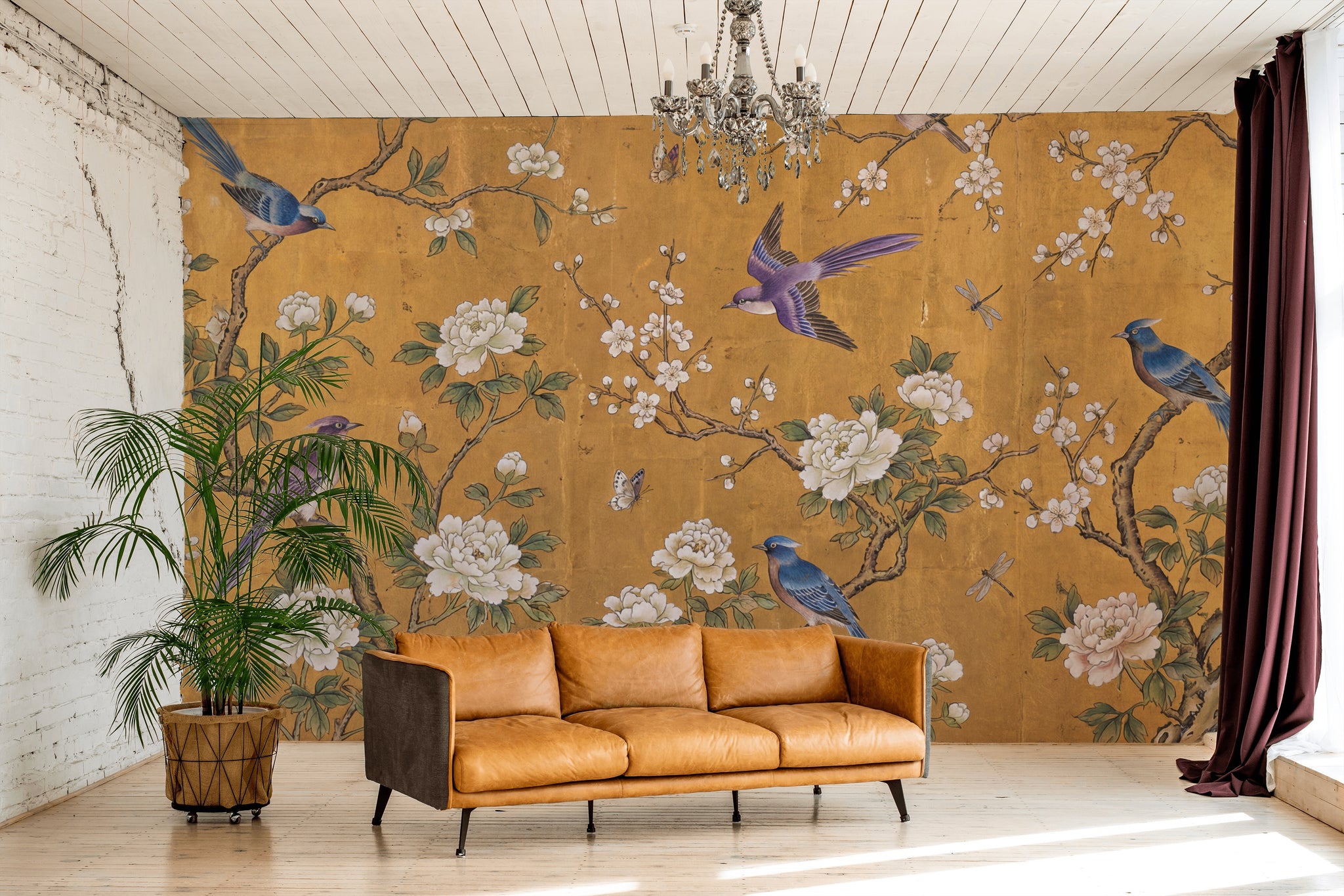 Oriental Wallpaper Birds Chinoiserie Wall Mural