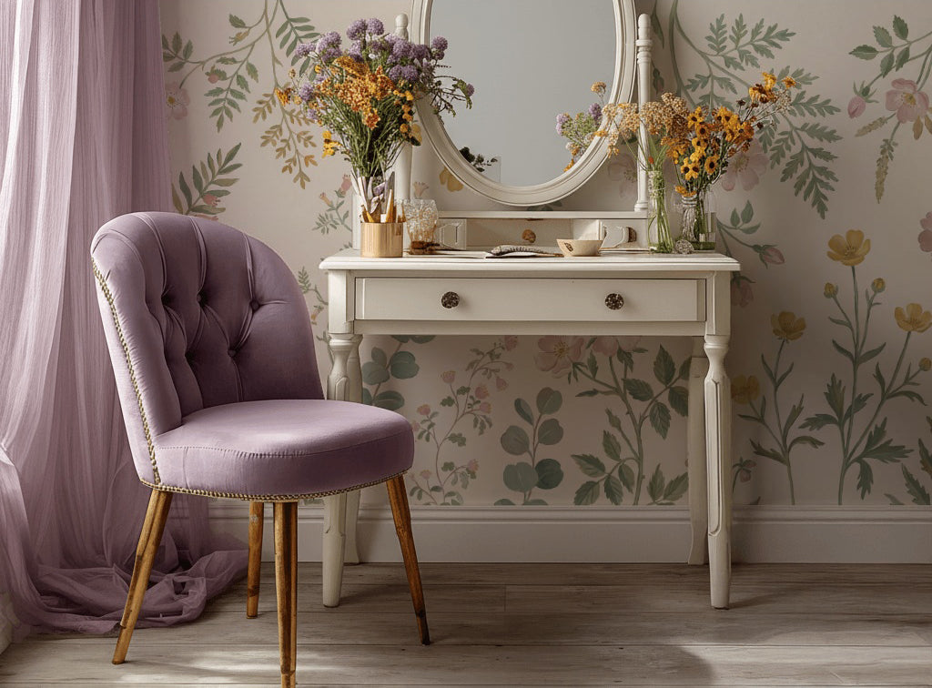 Botanical Wallpaper Watercolor Wildflowers Wall Mural