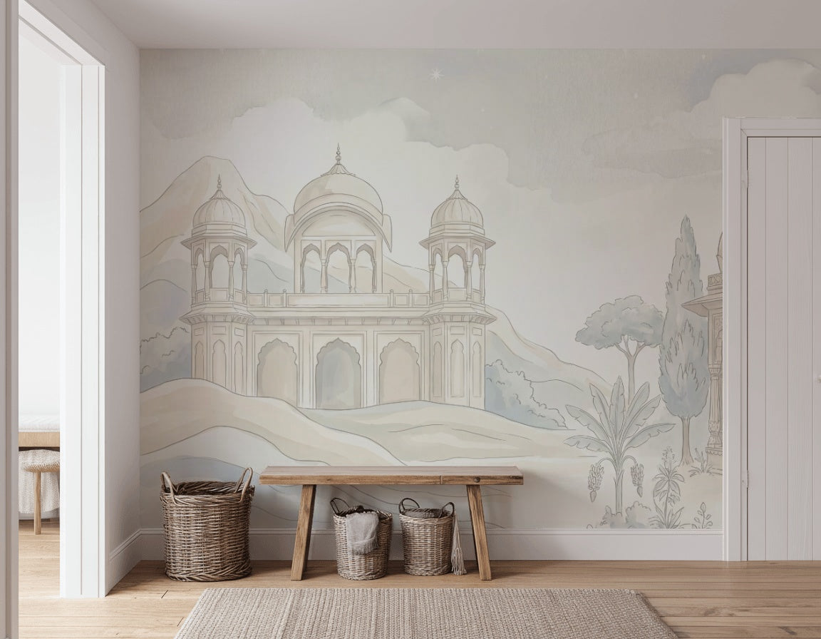 Mughal Architecture Wallpaper Domed Pavilion Palace Arches Wall Mural