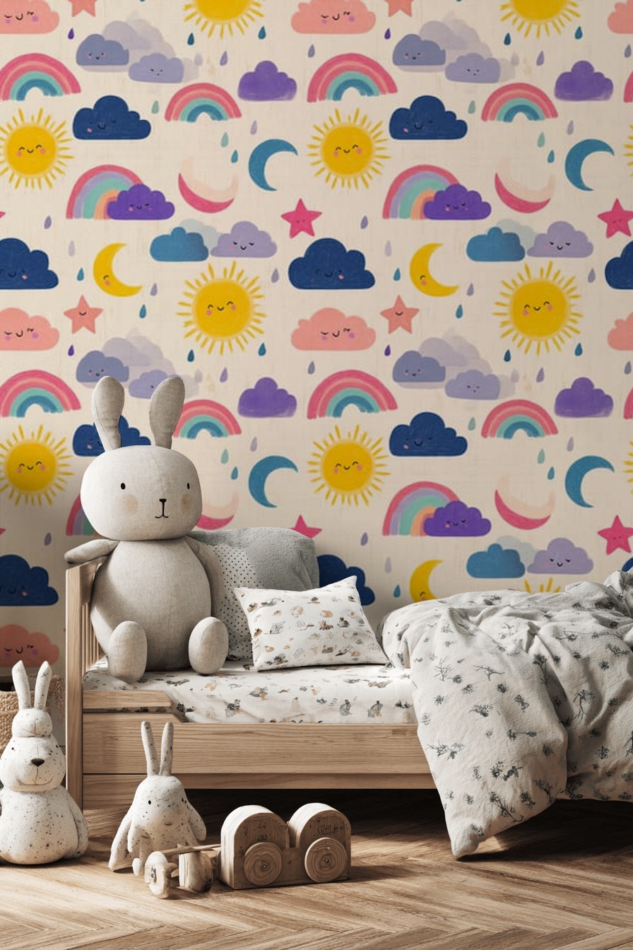 Kids Nursery Wallpaper Cute Sky Pastel Decorative Mural