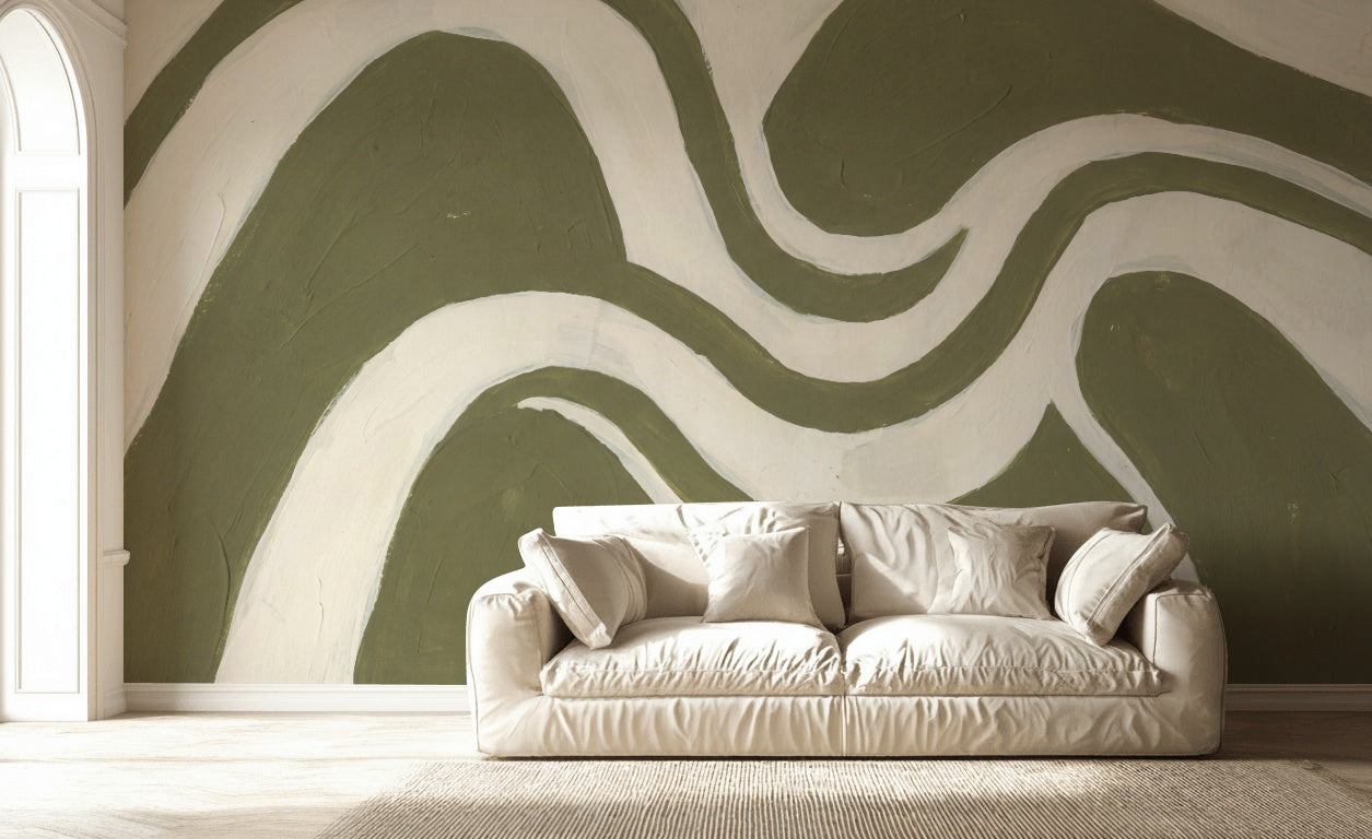 Muted Green Wallpaper Olive Modern Wall Decor