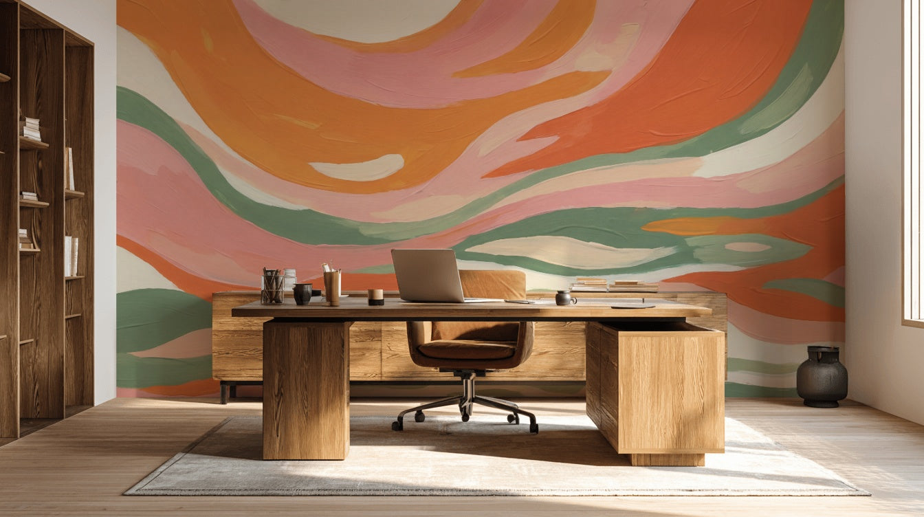 Abstract Wallpaper Wavy Vibrant Wall Decor